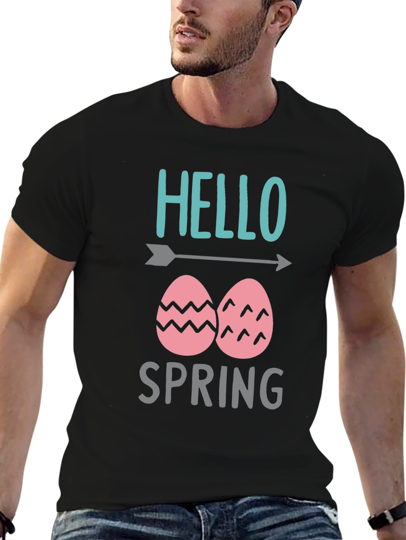 Hello Spring Easter Egg Graphic T-Shirt