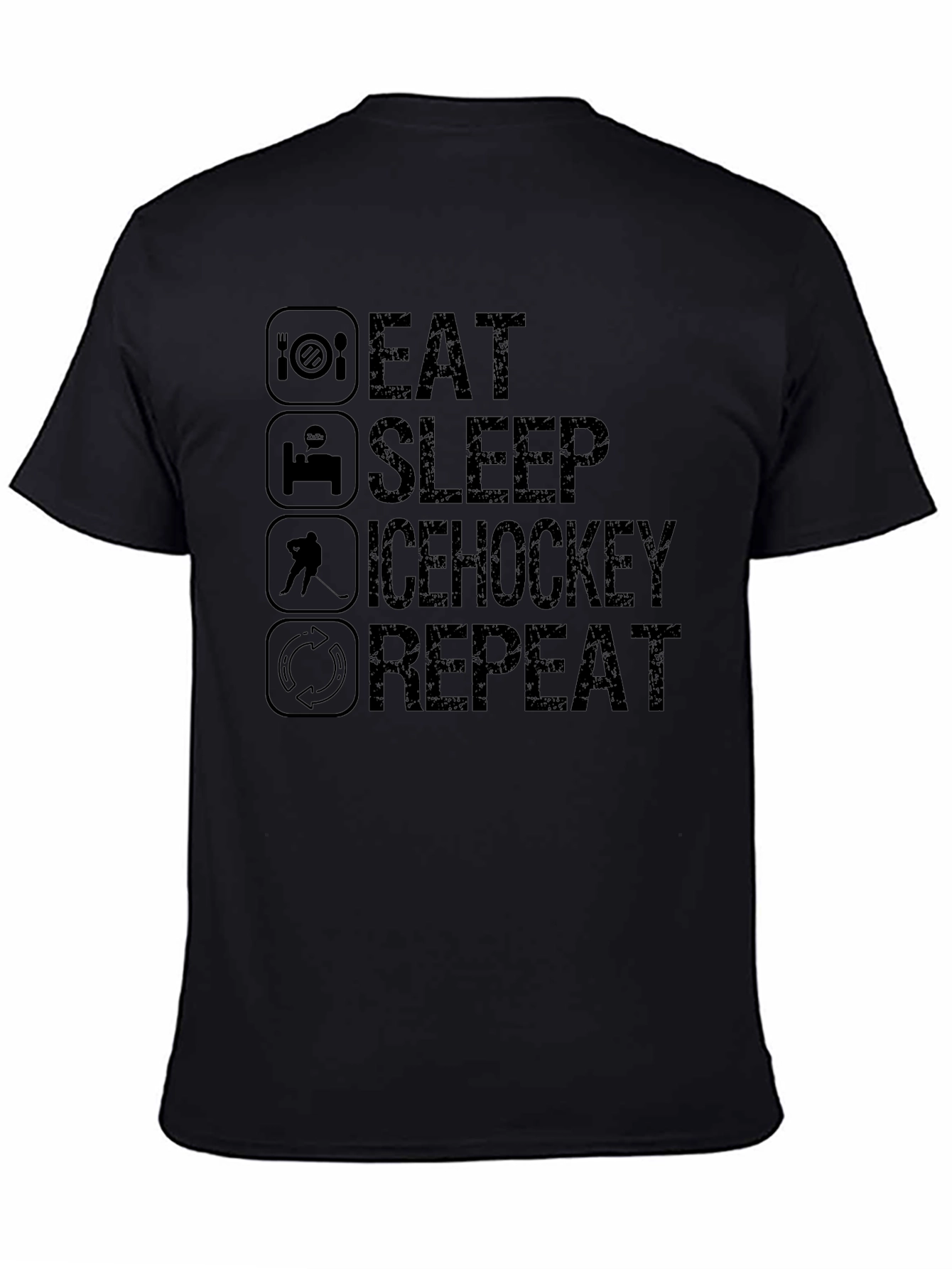 Eat Sleep Ice Hockey Repeat Black T-Shirt