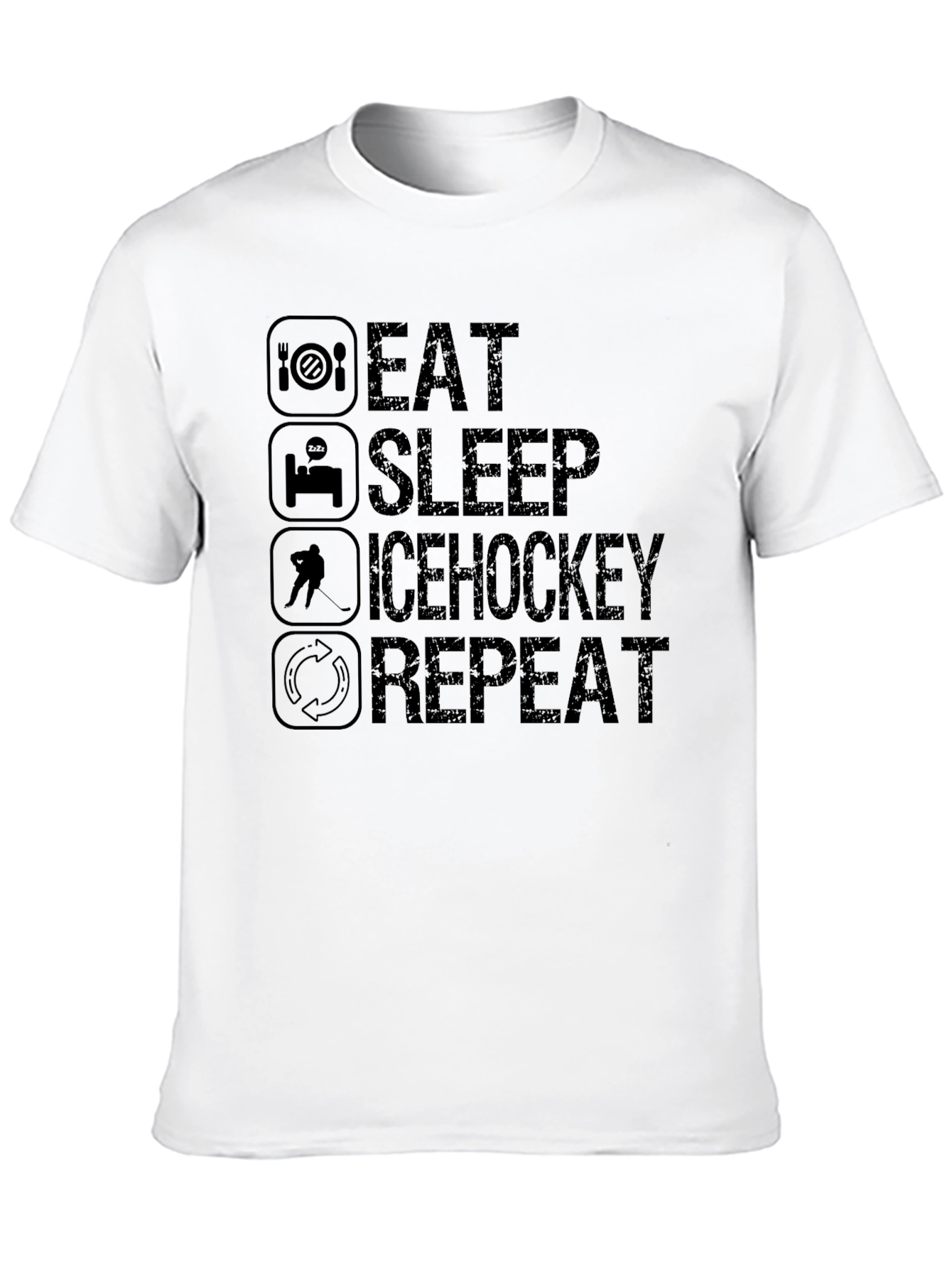 Eat Sleep Ice Hockey Repeat Black T-Shirt