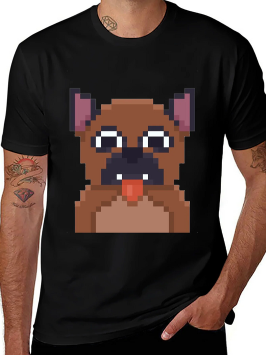 Pixel Dog T-Shirt - Black Cotton Graphic Tee