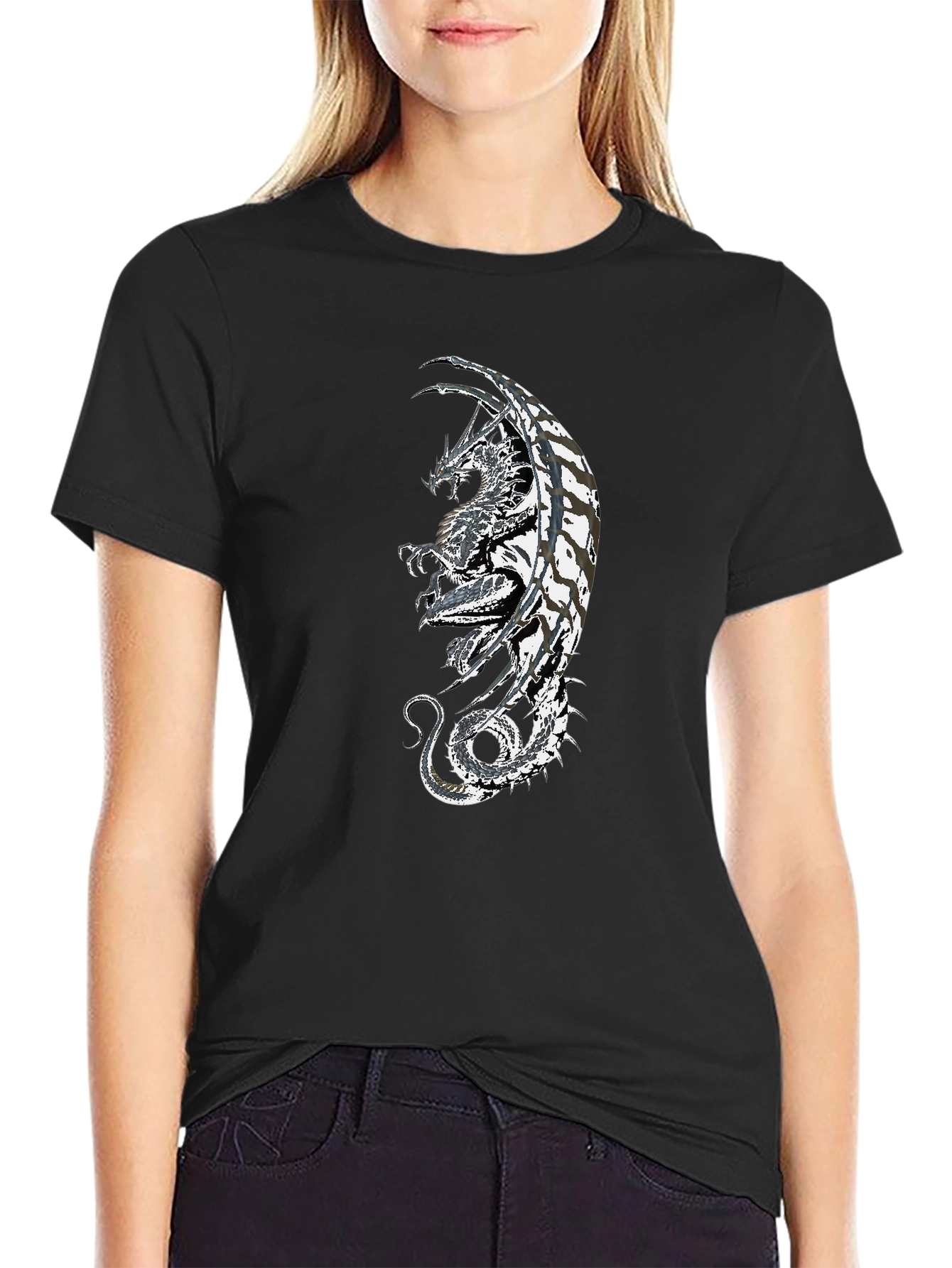 Dragon Graphic Black T-Shirt - Fantasy Style