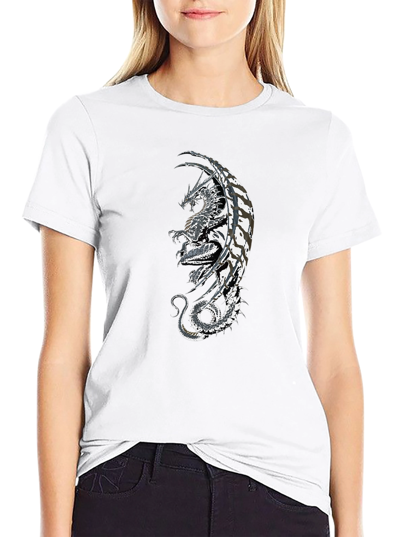 Dragon Graphic Black T-Shirt - Fantasy Style
