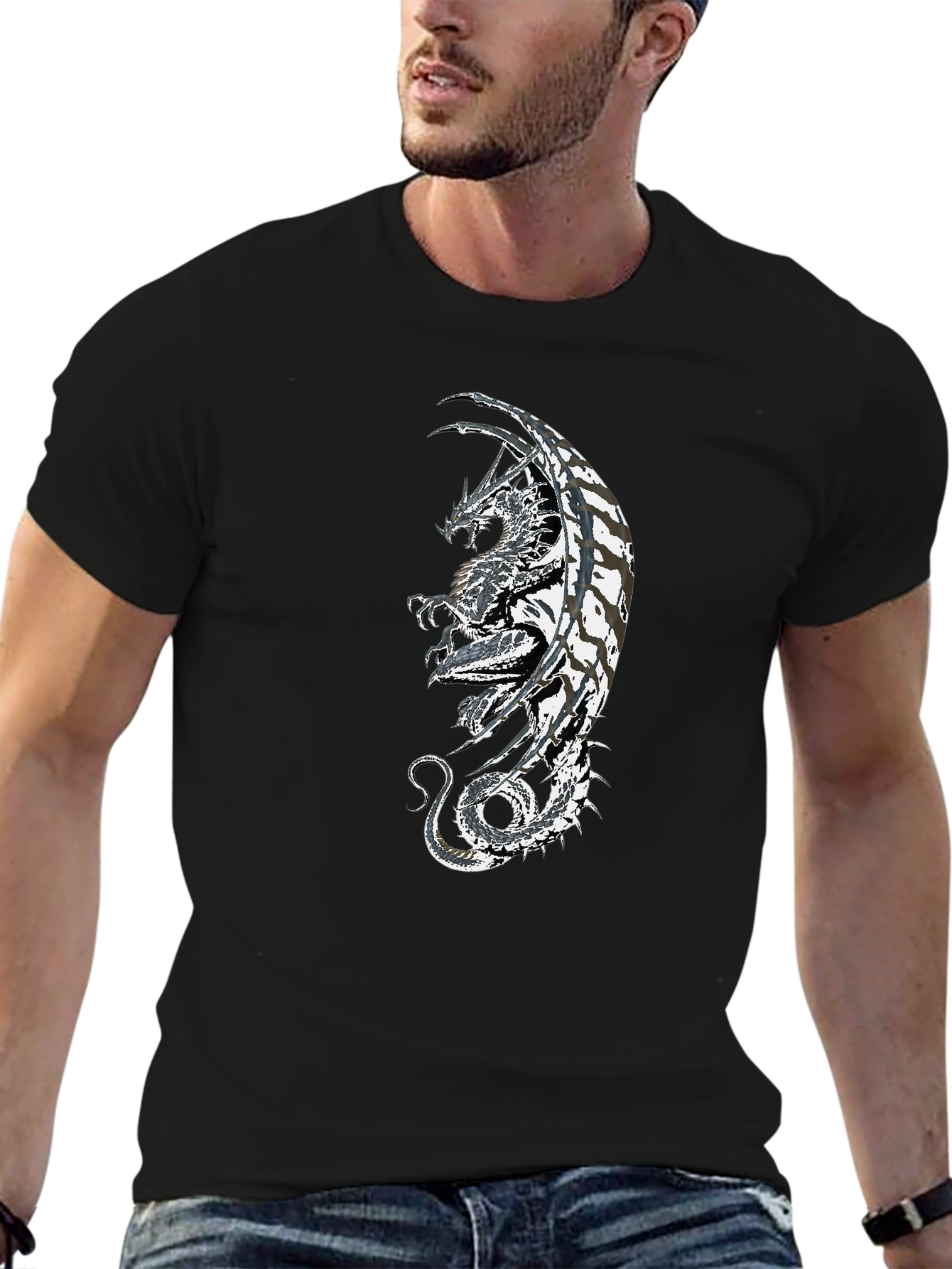 Dragon Graphic Black T-Shirt - Fantasy Style