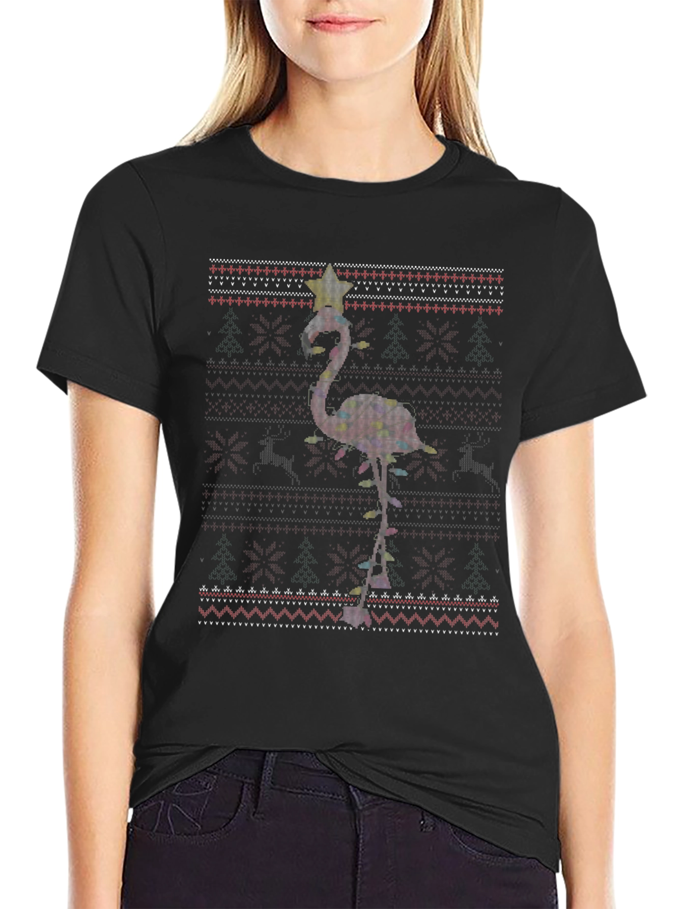Festive Flamingo Christmas T-Shirt