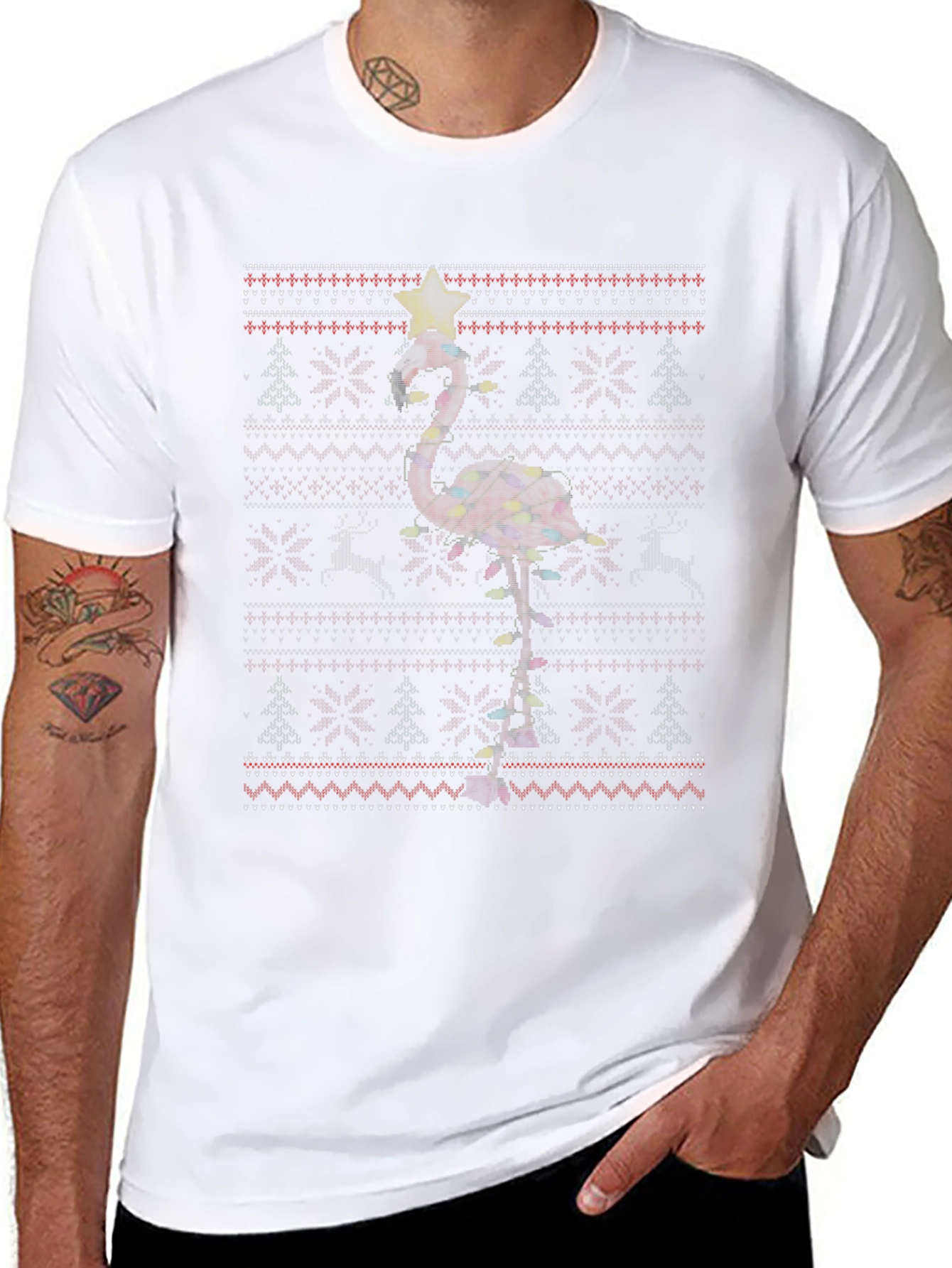 Festive Flamingo Christmas T-Shirt
