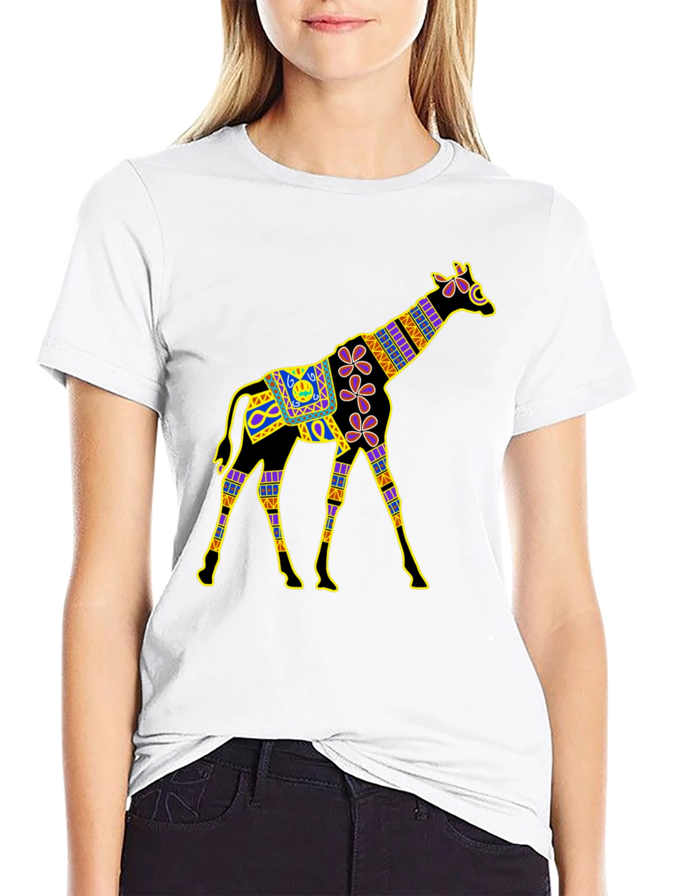 Giraffe Graphic Black T-Shirt