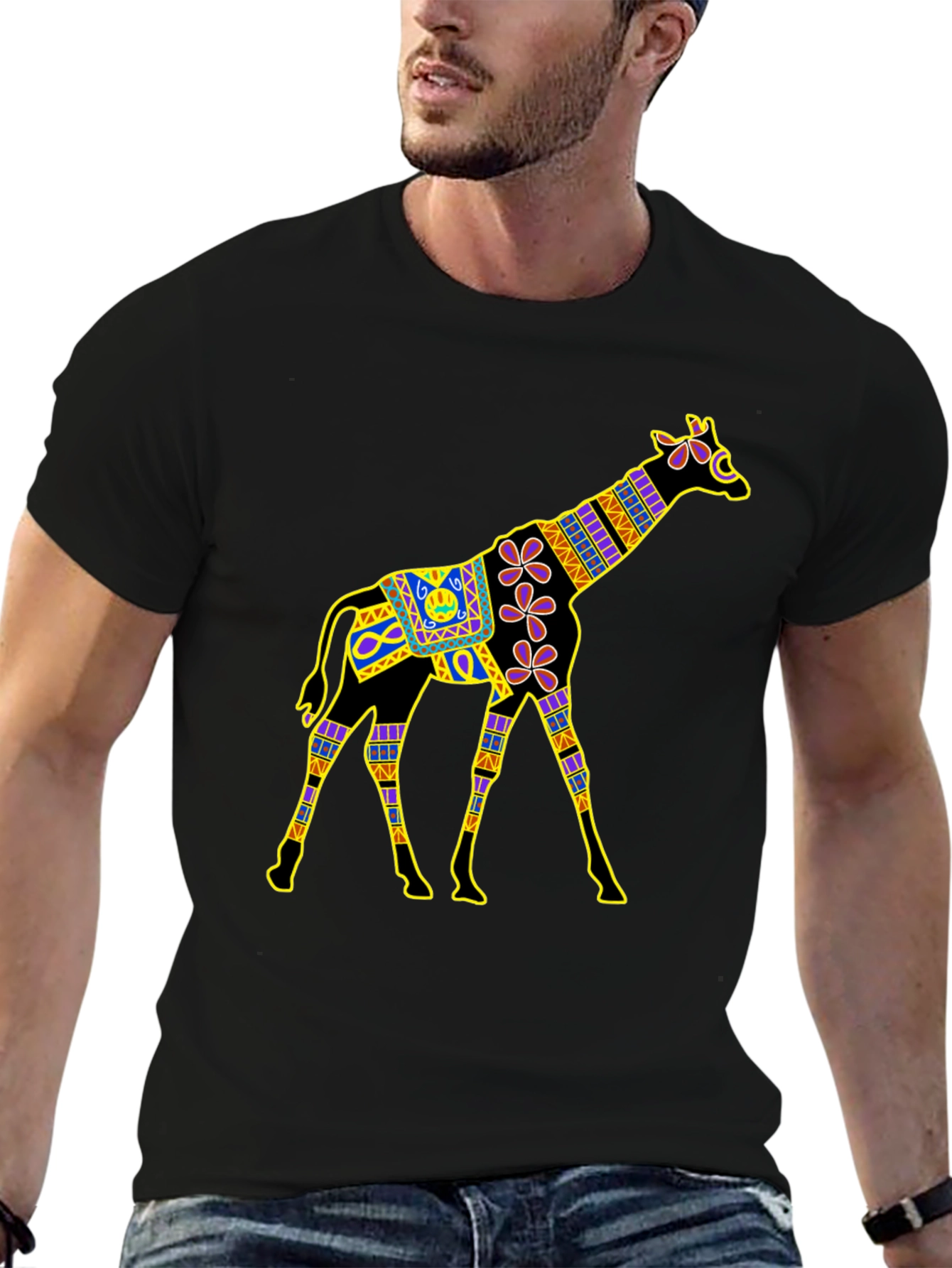 Giraffe Graphic Black T-Shirt
