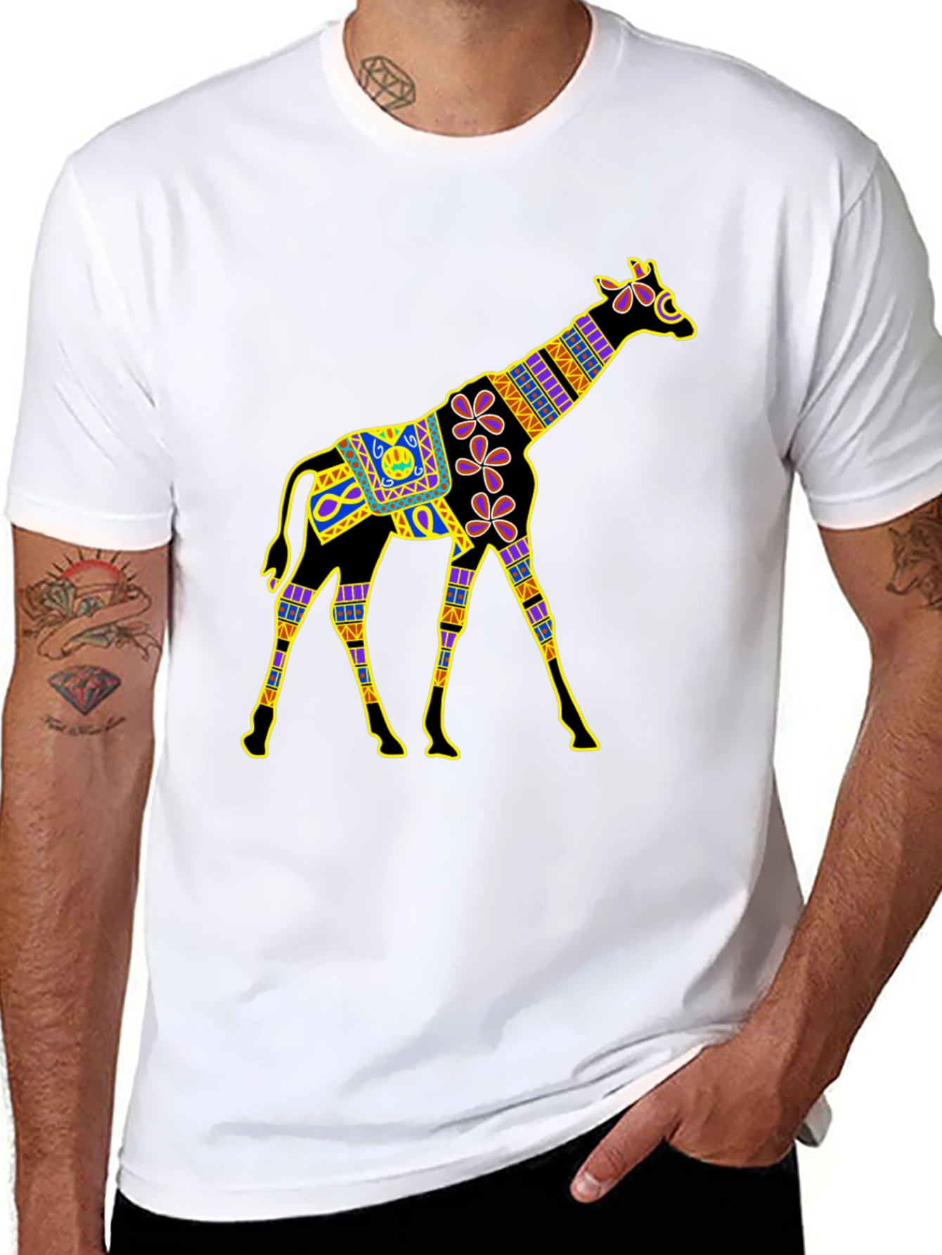 Giraffe Graphic Black T-Shirt