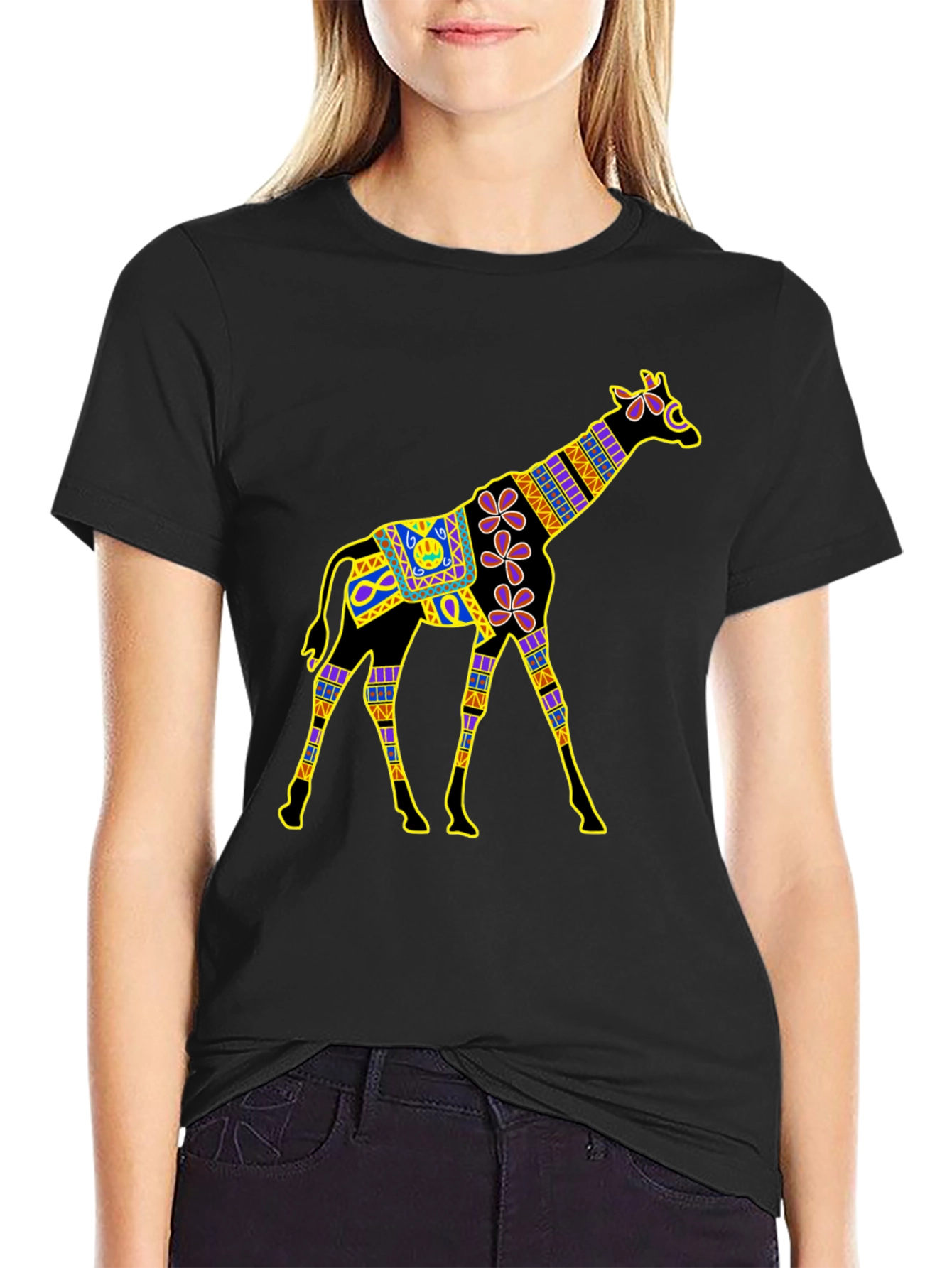 Giraffe Graphic Black T-Shirt