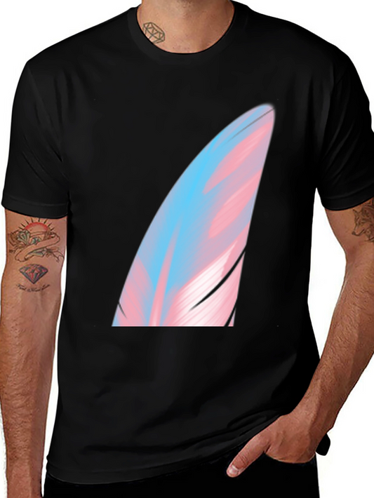 Transgender Pride Feather Graphic Tee - Soft Black Shirt