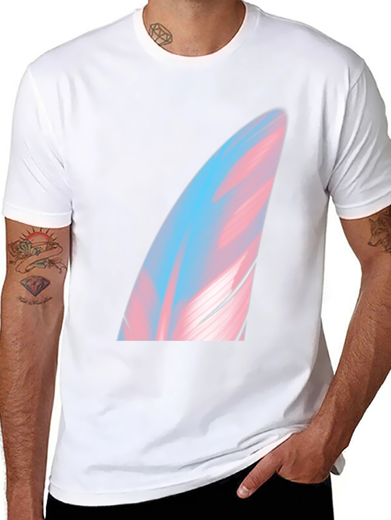 Transgender Pride Feather Graphic Tee - Soft Black Shirt