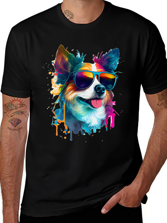 Cool Dog Graphic T-Shirt - Colorful Canine Design