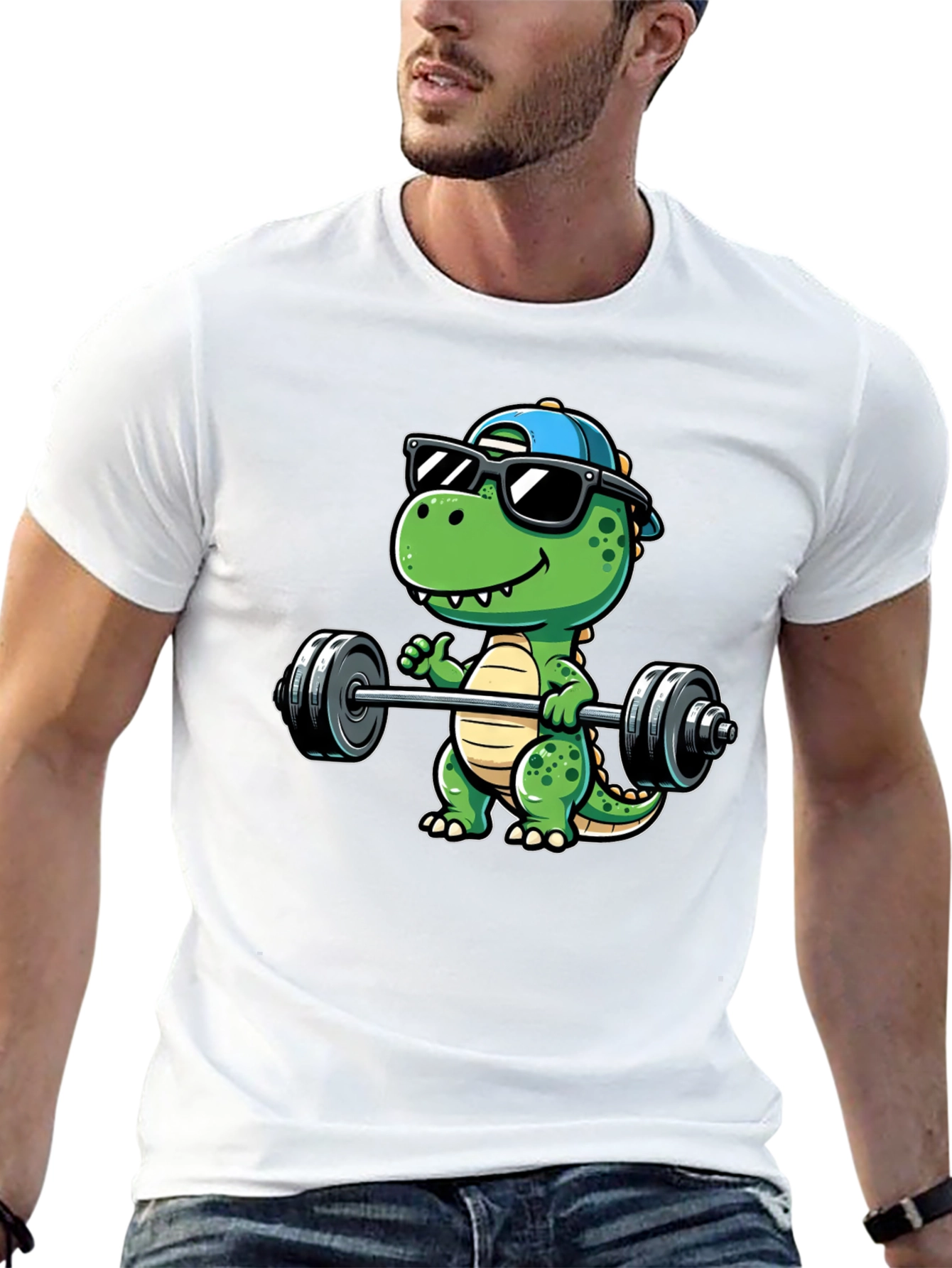 Dino Lifting T-Shirt - Gym Ready Dinosaur