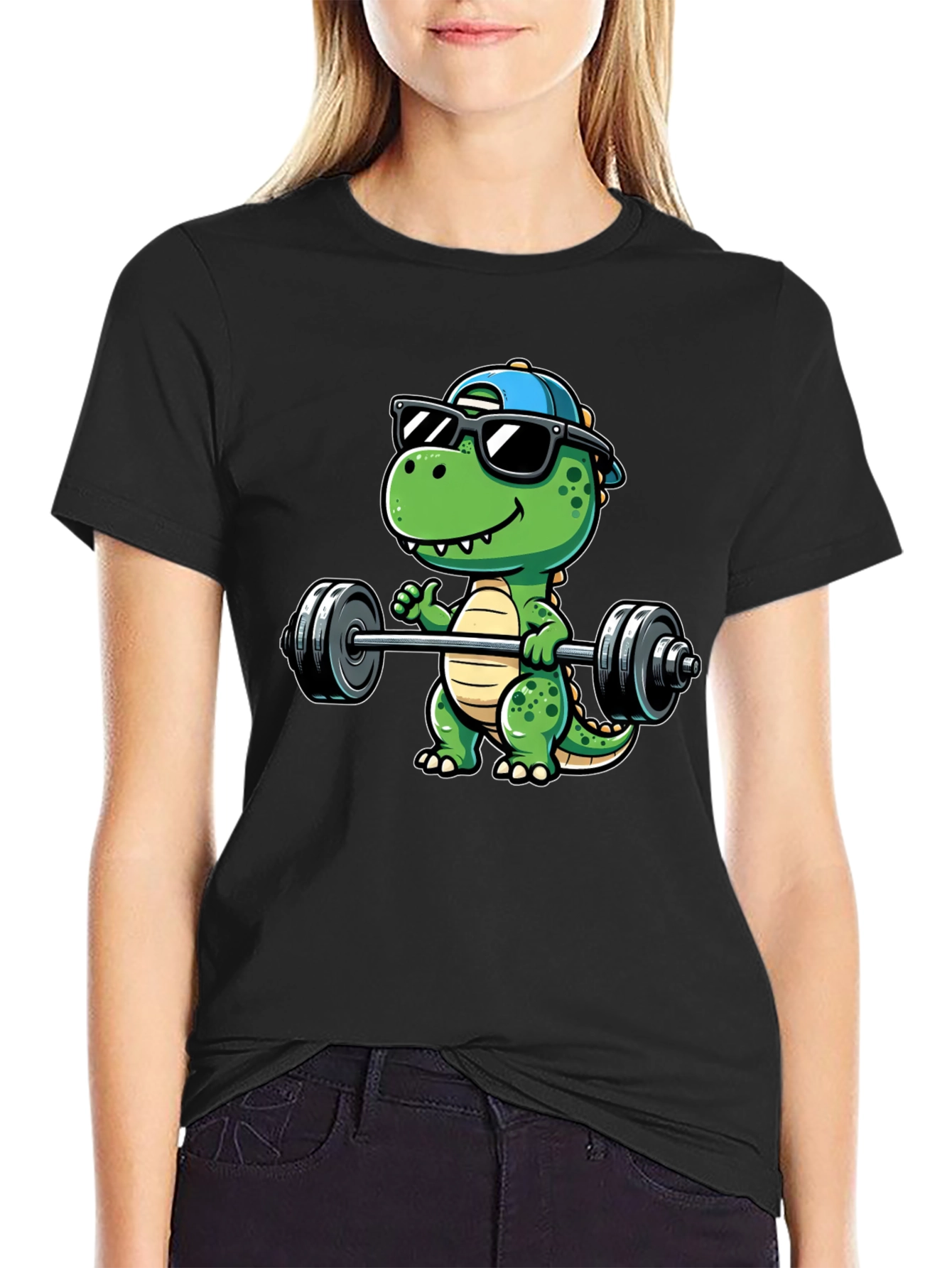 Dino Lifting T-Shirt - Gym Ready Dinosaur