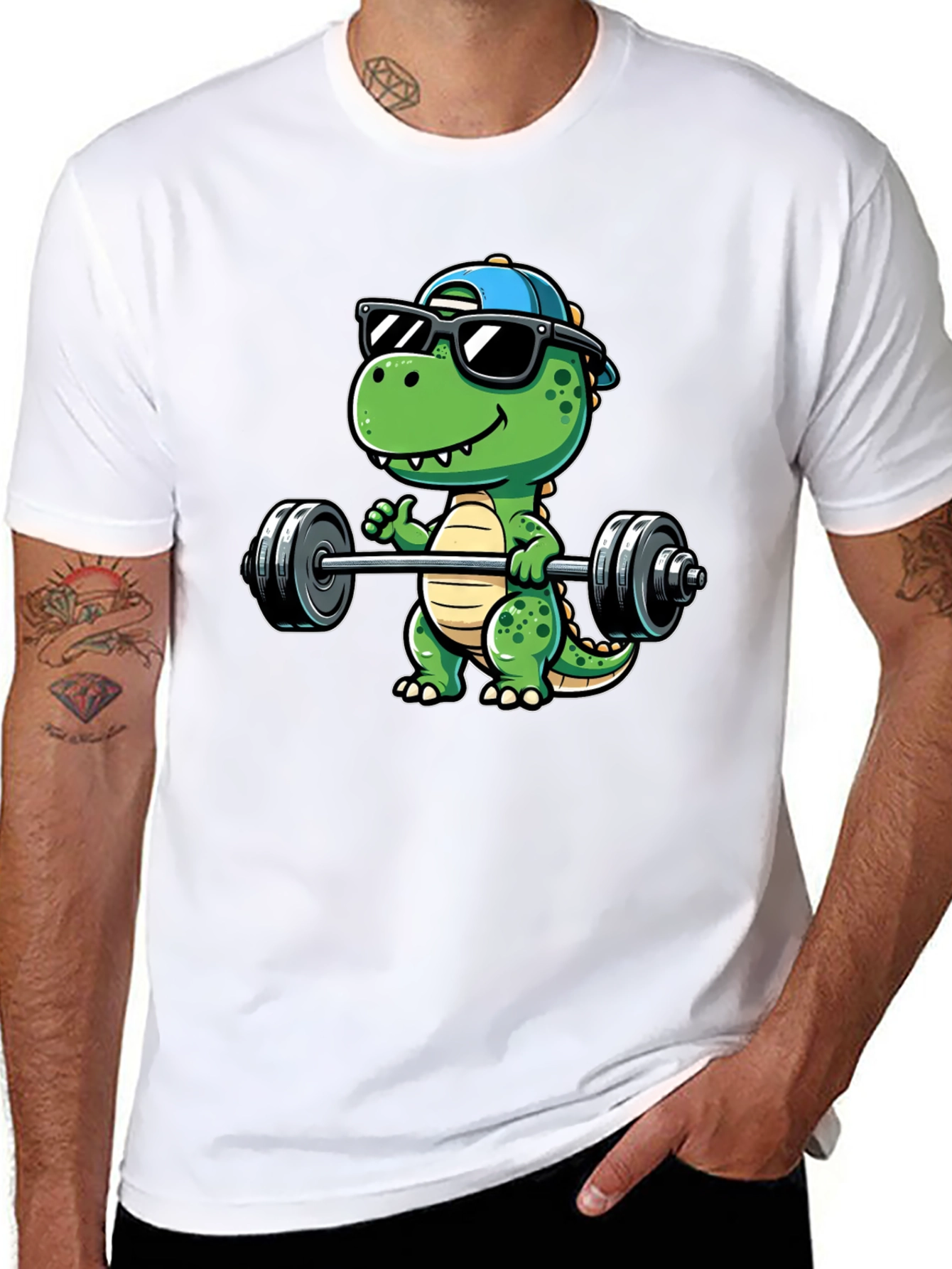 Dino Lifting T-Shirt - Gym Ready Dinosaur