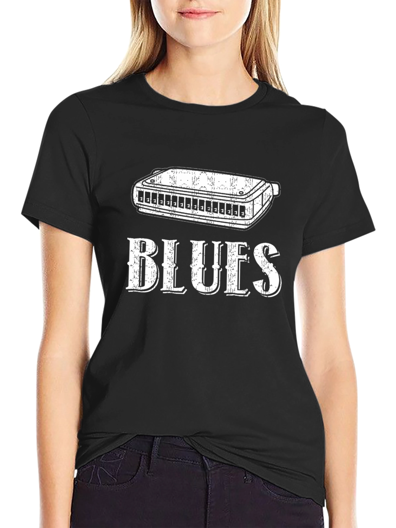 Blues Harmonica Graphic T-Shirt - Music Lover Tee