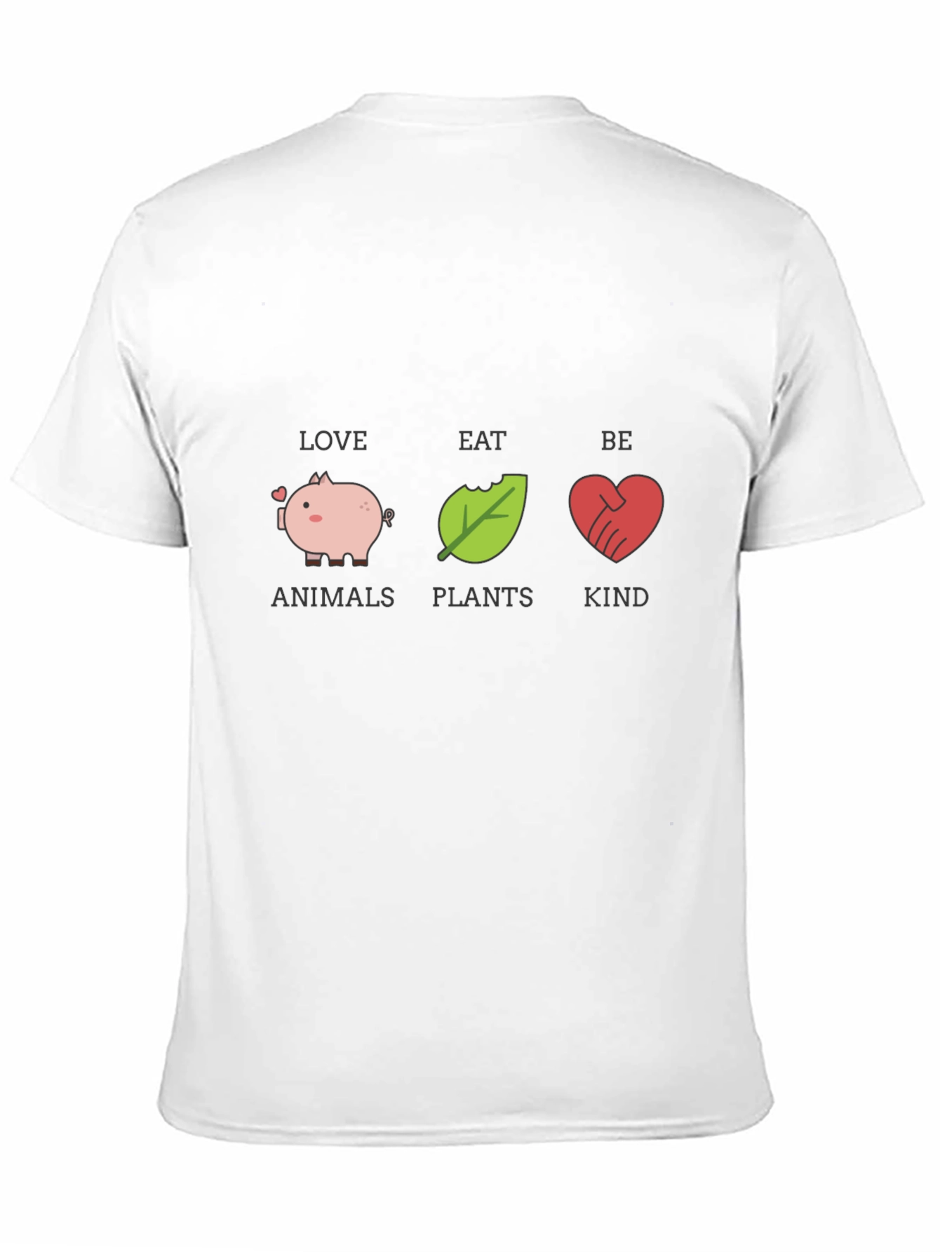 Love Animals Eat Plants Be Kind Black Graphic T-Shirt