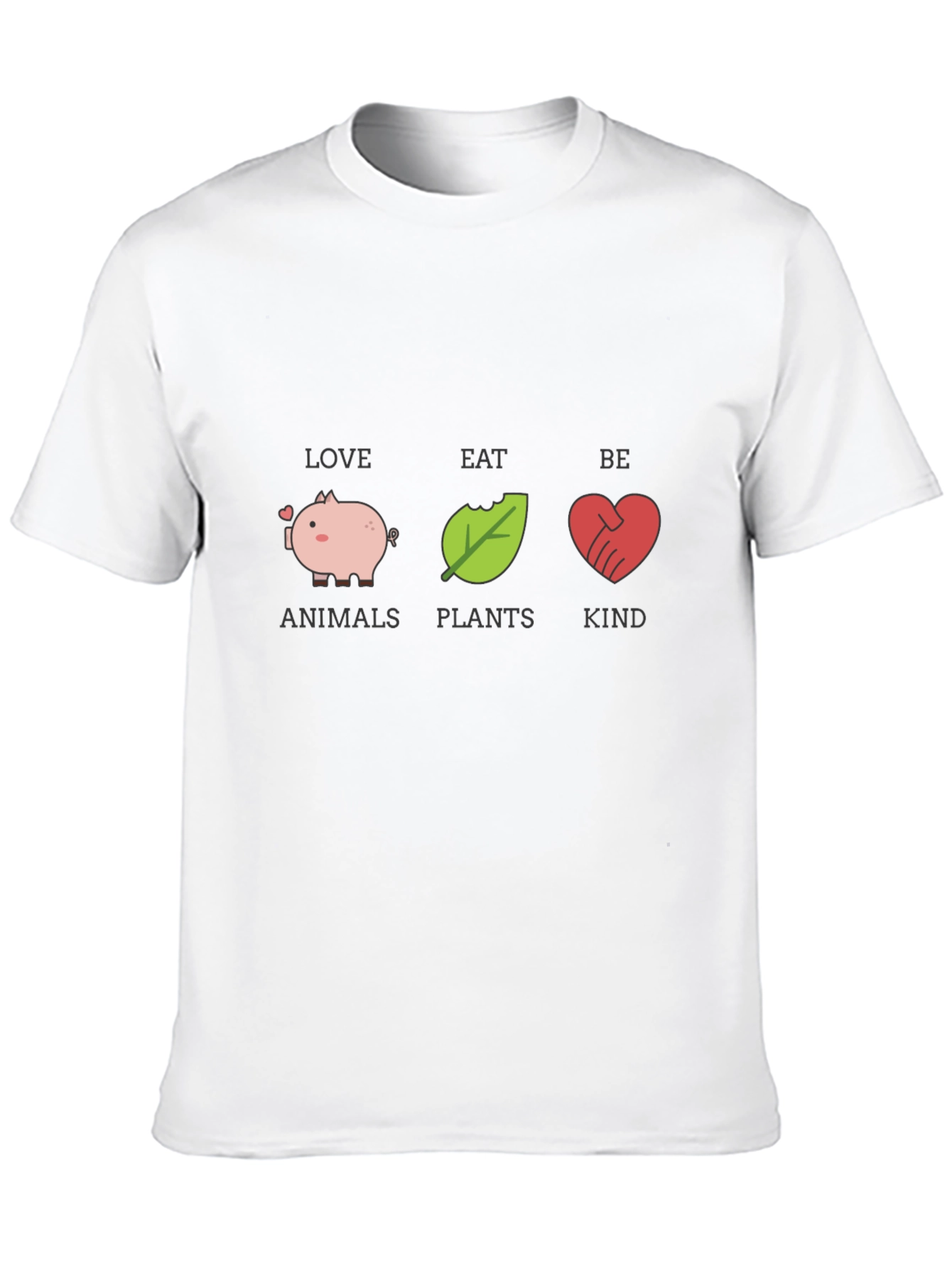 Love Animals Eat Plants Be Kind Black Graphic T-Shirt