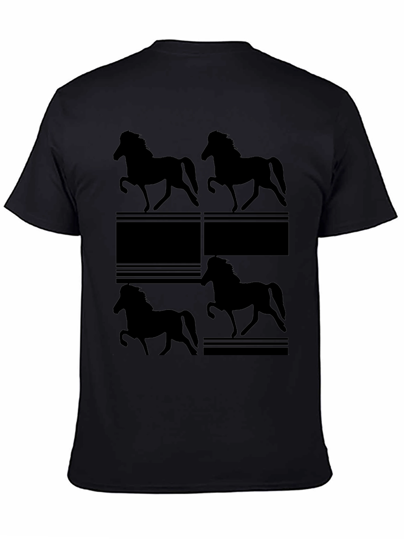 Horse Silhouette Print Black T-Shirt