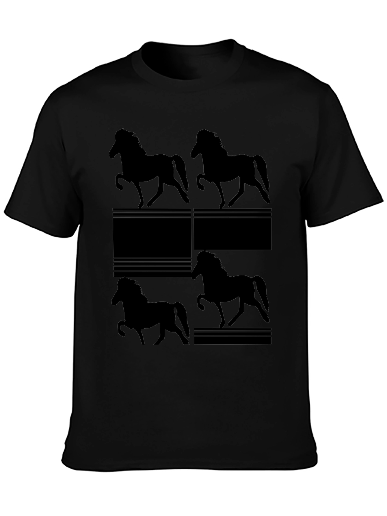 Horse Silhouette Print Black T-Shirt