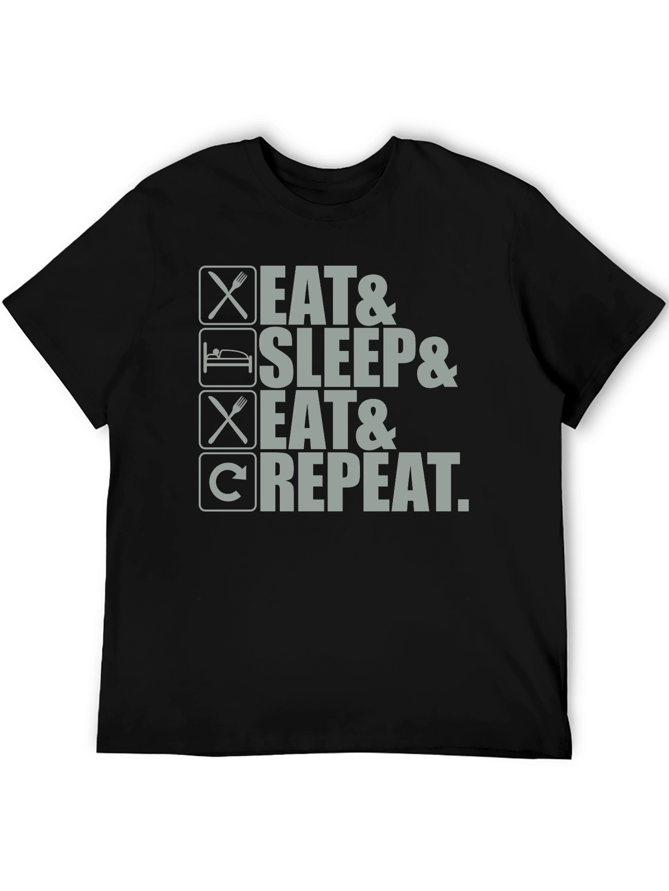 Eat Sleep Repeat Graphic Tee - Black Cotton T-Shirt