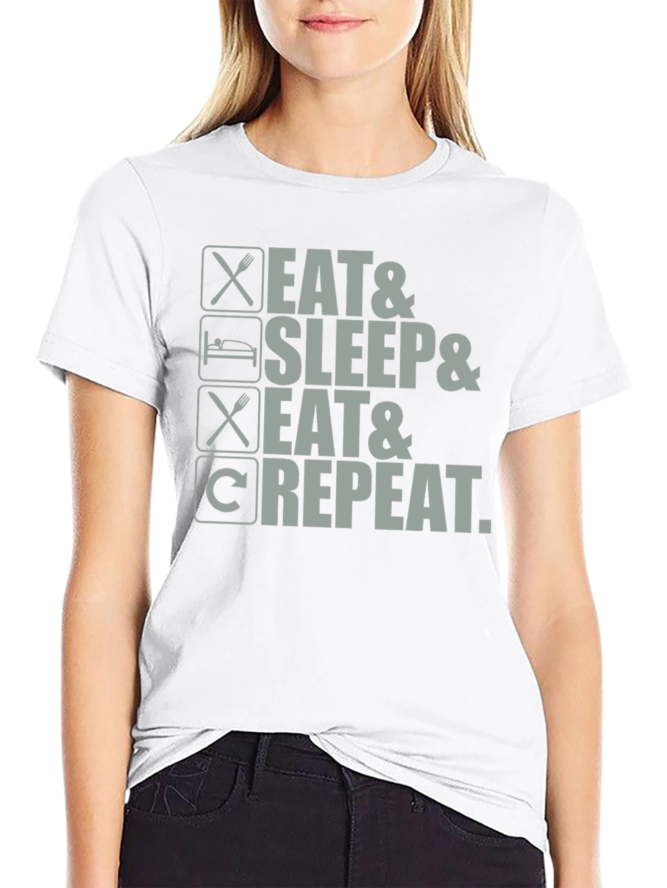 Eat Sleep Repeat Graphic Tee - Black Cotton T-Shirt