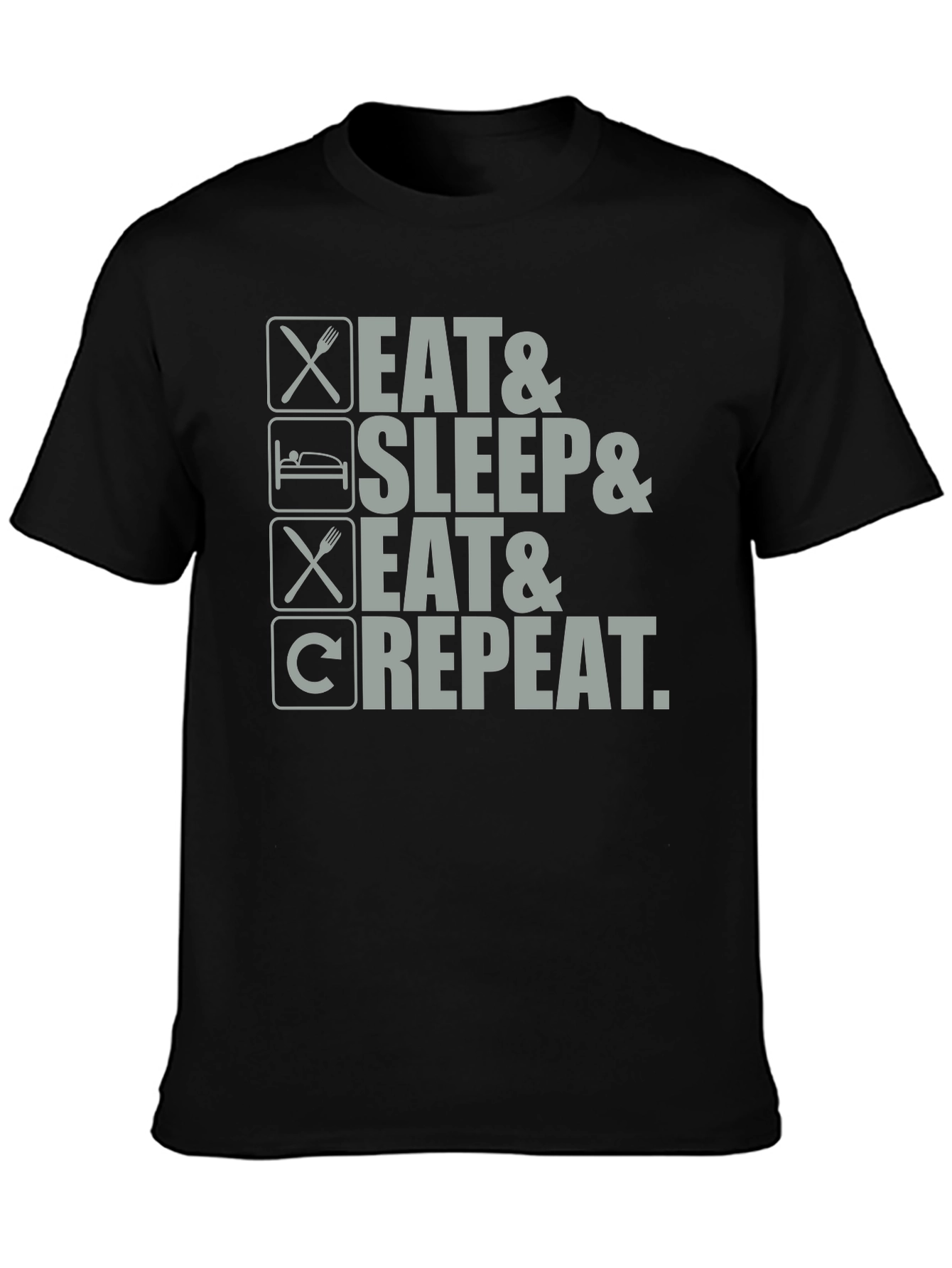 Eat Sleep Repeat Graphic Tee - Black Cotton T-Shirt