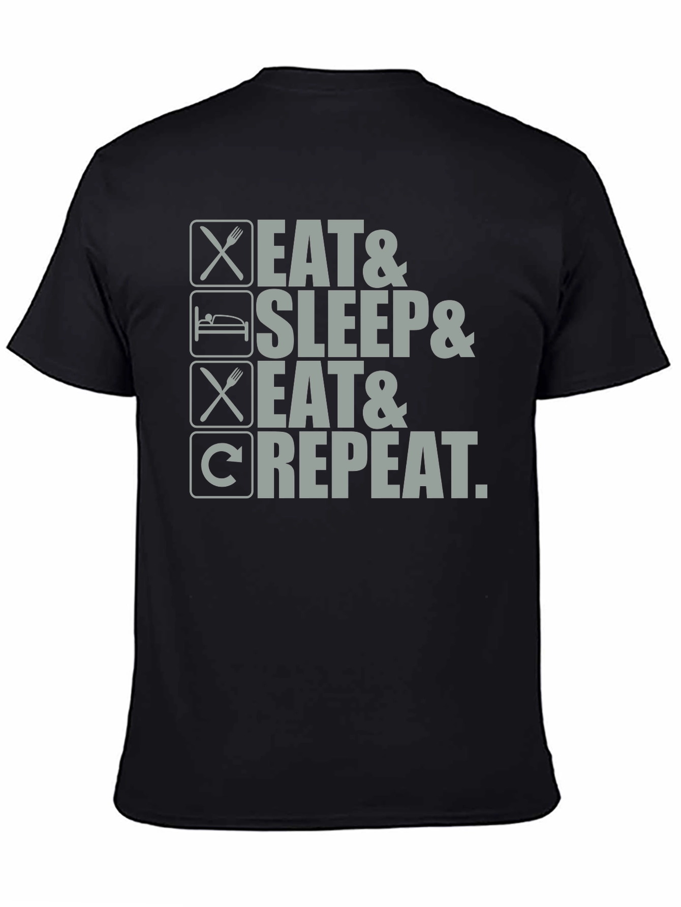 Eat Sleep Repeat Graphic Tee - Black Cotton T-Shirt