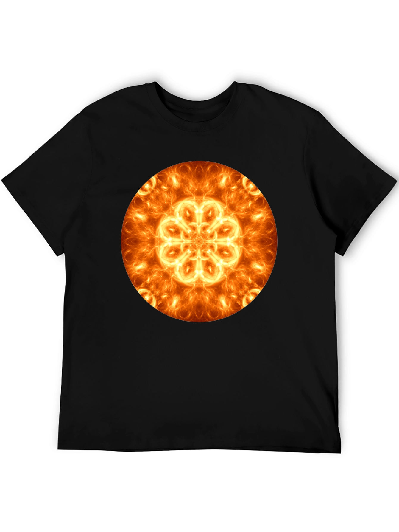 Fiery Mandala Graphic Black T-Shirt