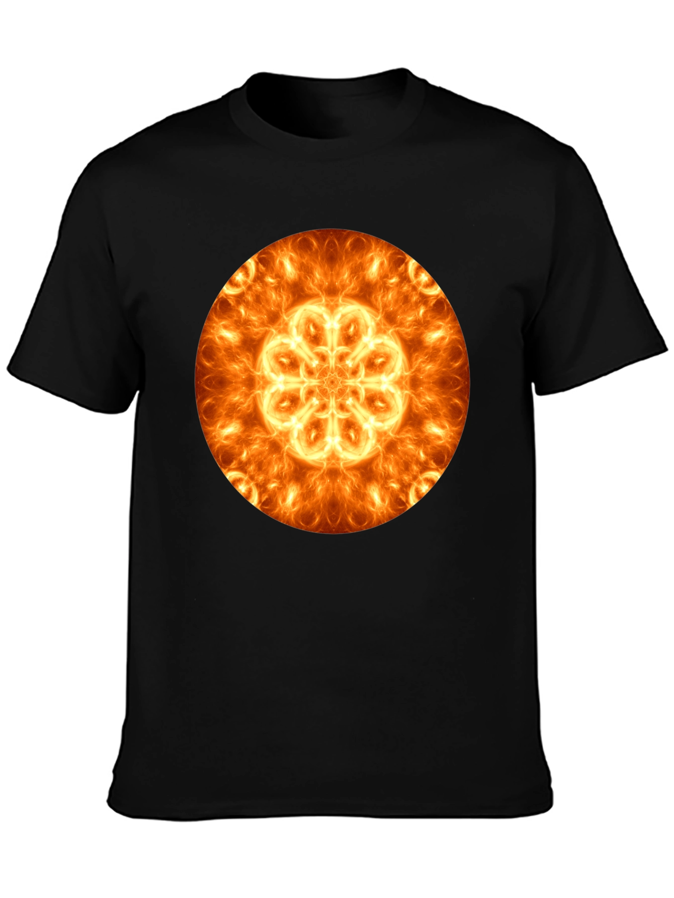 Fiery Mandala Graphic Black T-Shirt