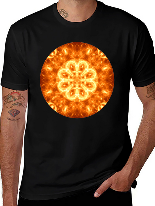 Fiery Mandala Graphic Black T-Shirt
