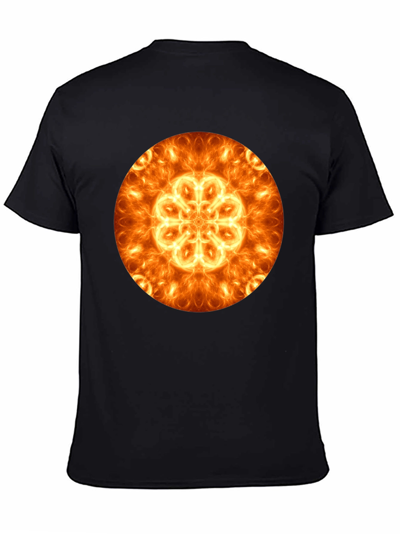 Fiery Mandala Graphic Black T-Shirt