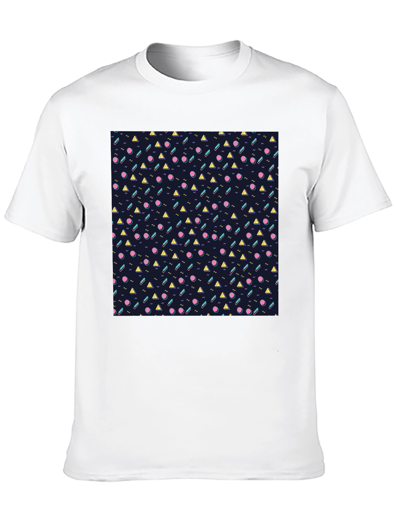 Retro Geometric Pattern Black T-Shirt