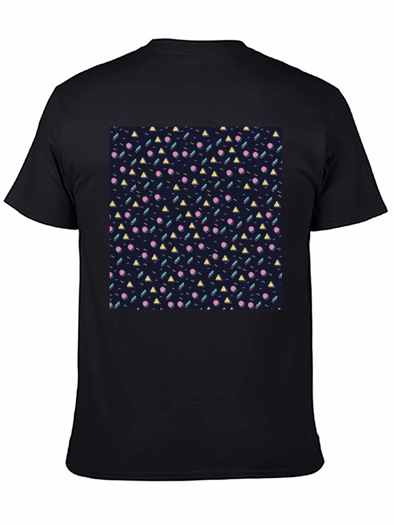 Retro Geometric Pattern Black T-Shirt