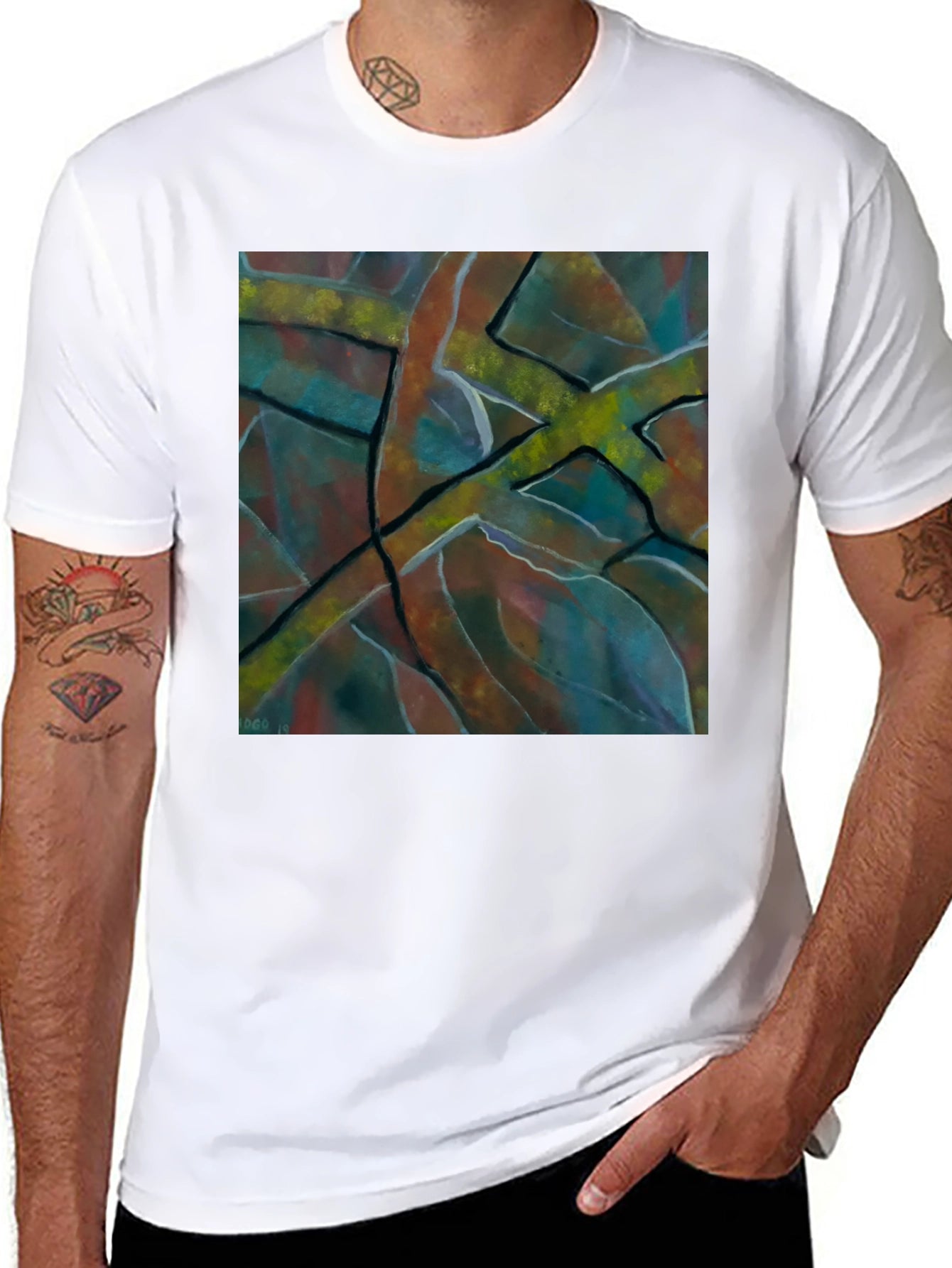 Abstract Art Mens Black T-Shirt