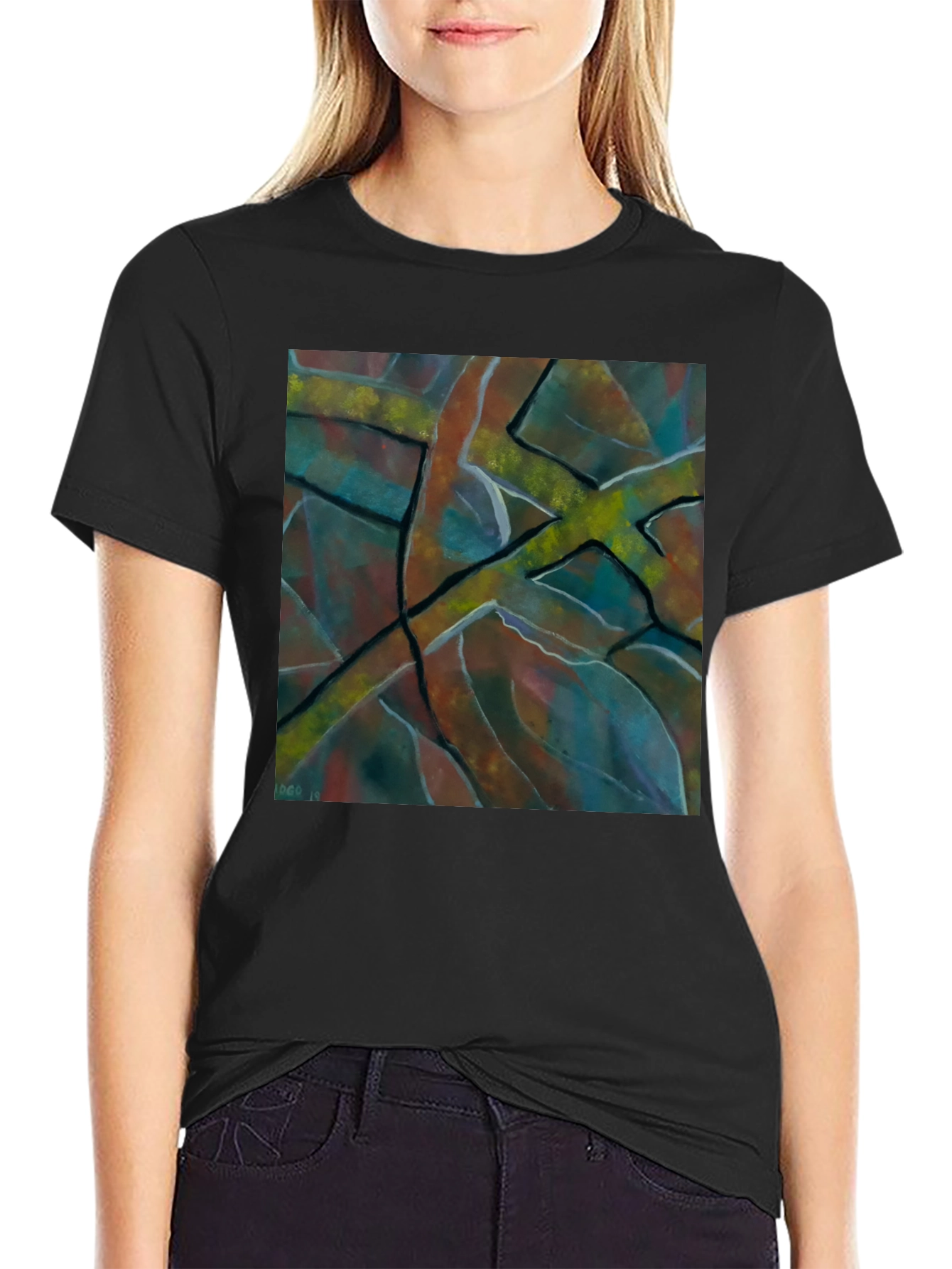 Abstract Art Mens Black T-Shirt