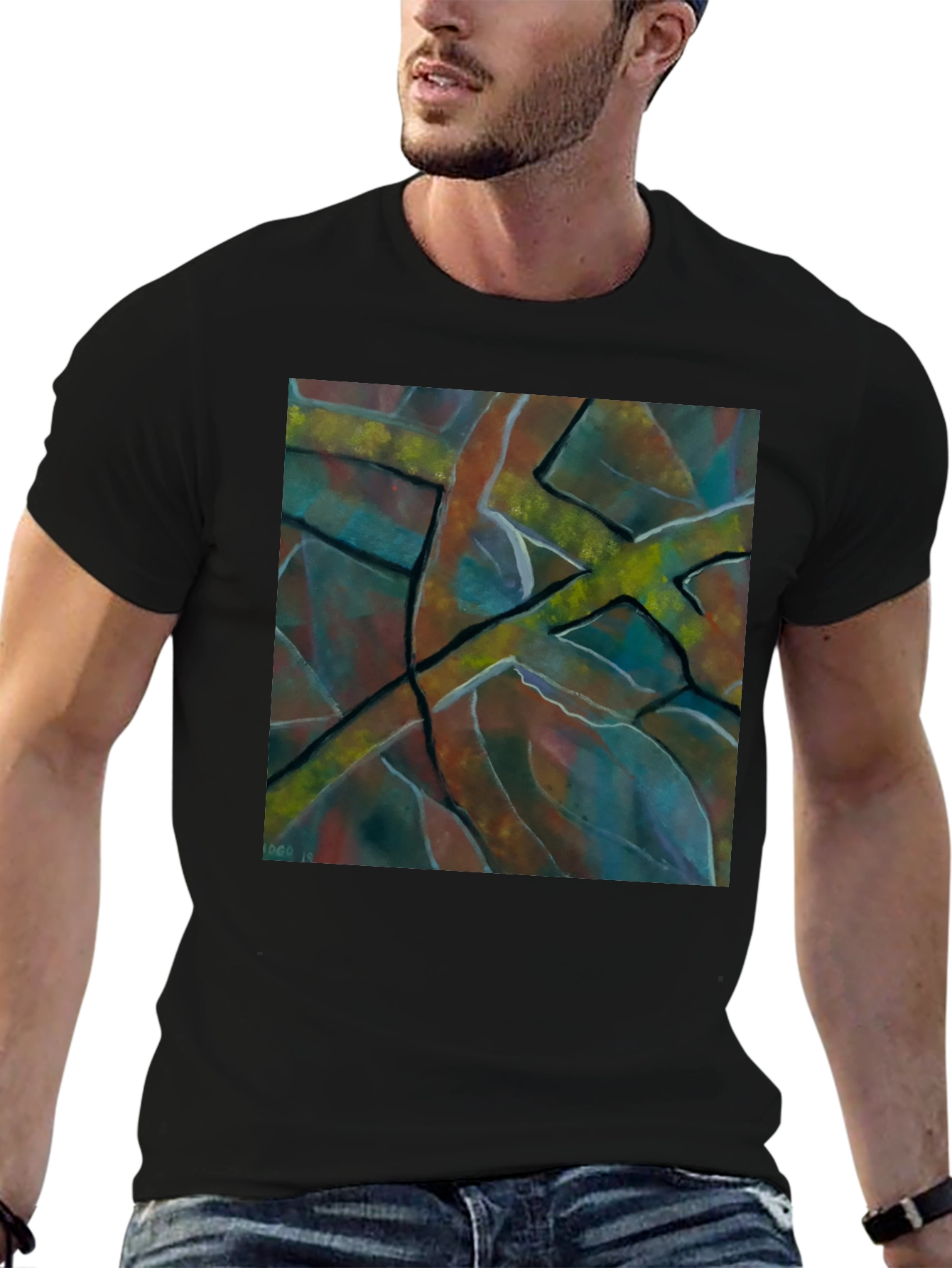 Abstract Art Mens Black T-Shirt