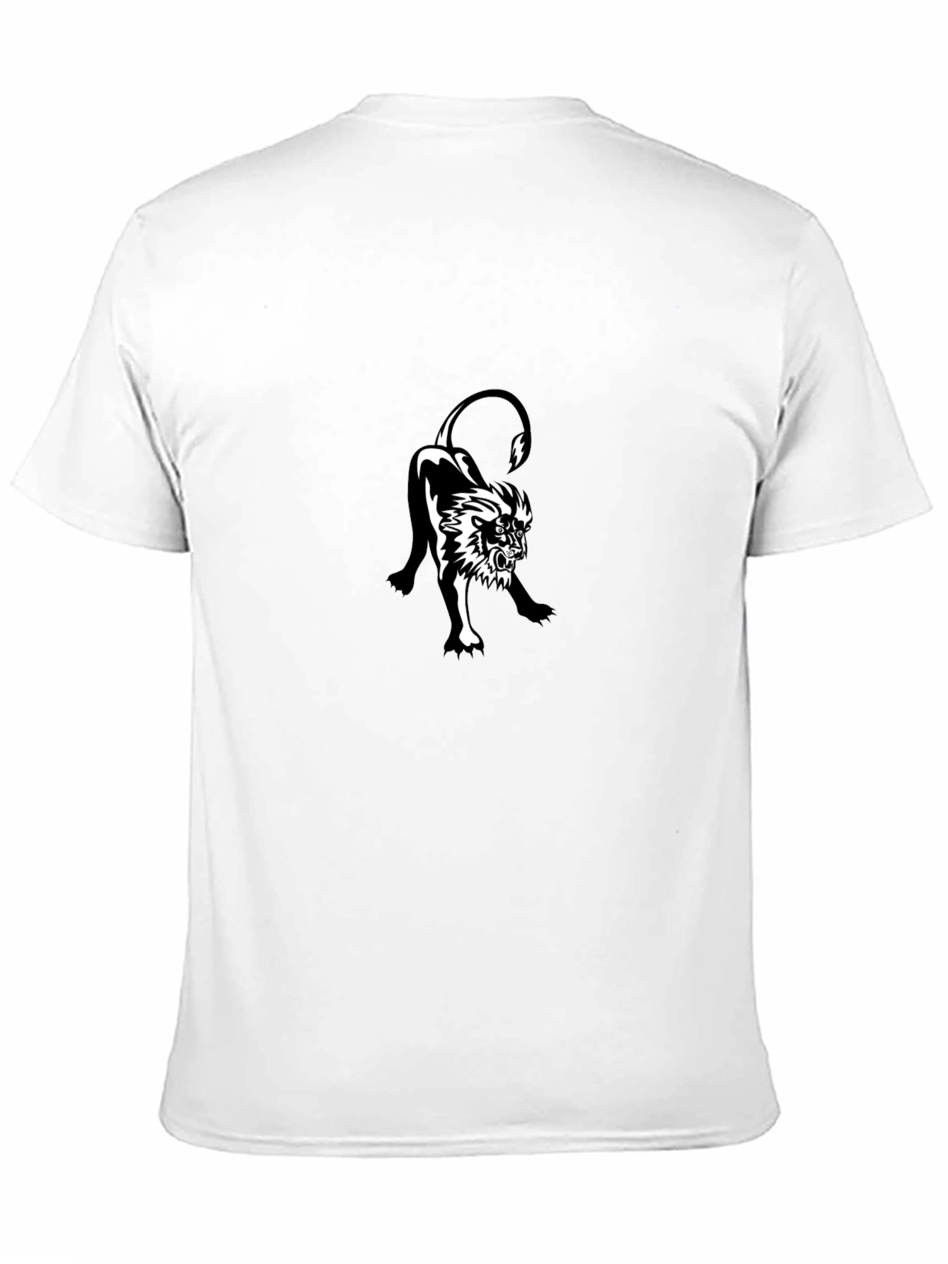 Black T-Shirt with Lion Graphic Print