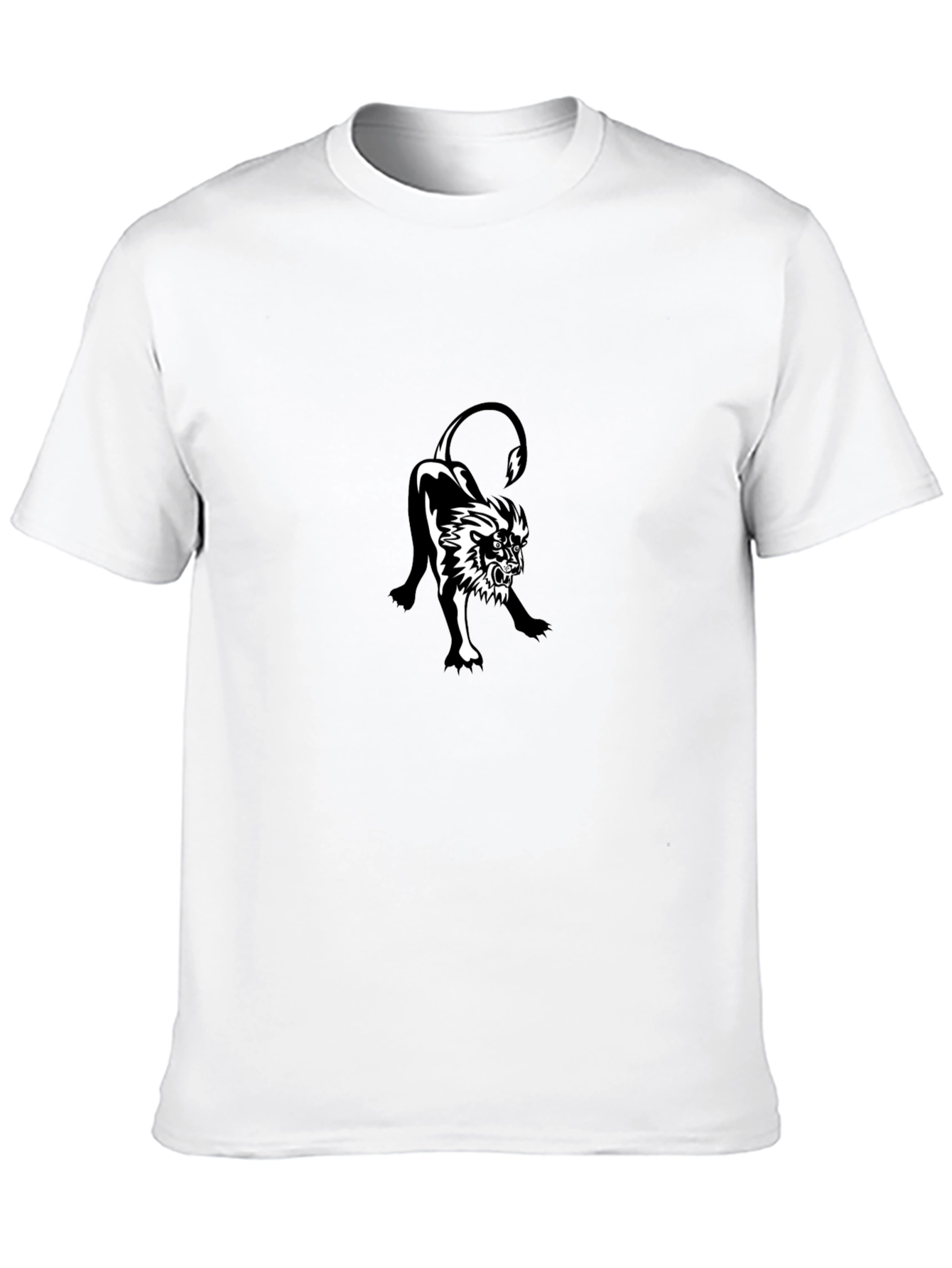 Black T-Shirt with Lion Graphic Print