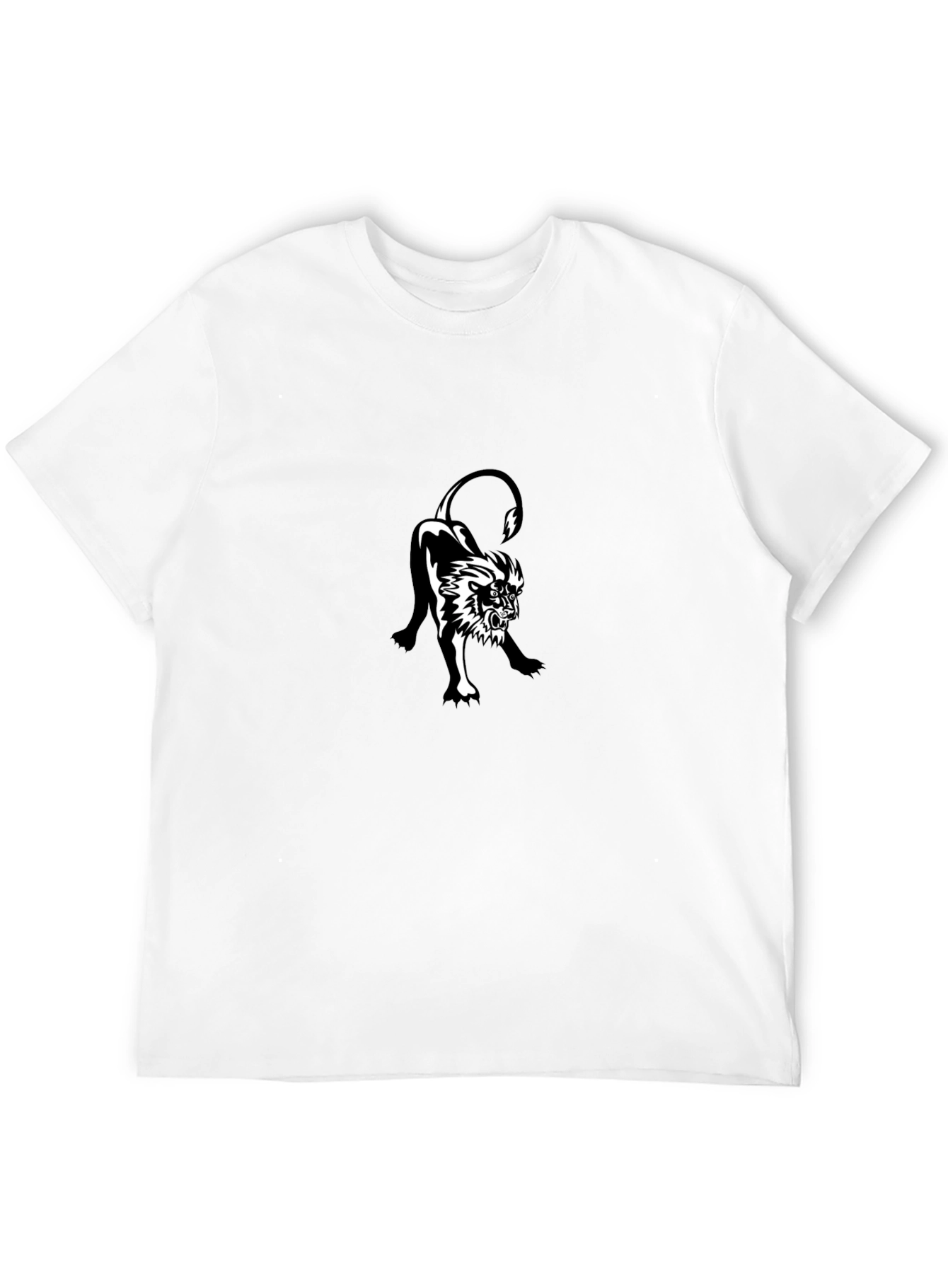 Black T-Shirt with Lion Graphic Print
