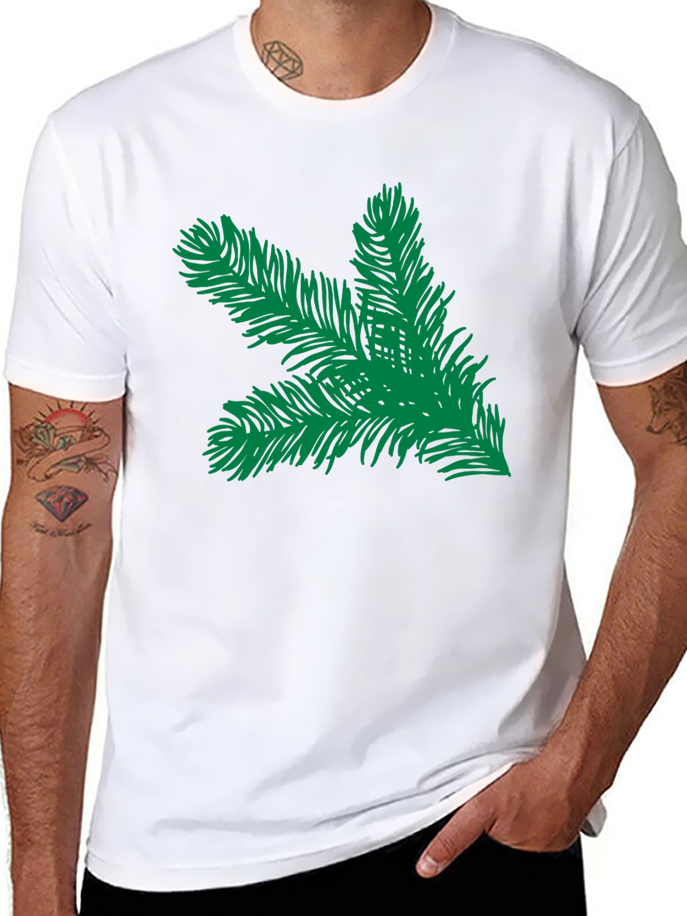 Evergreen Branch Graphic Tee - Black Unisex Shirt