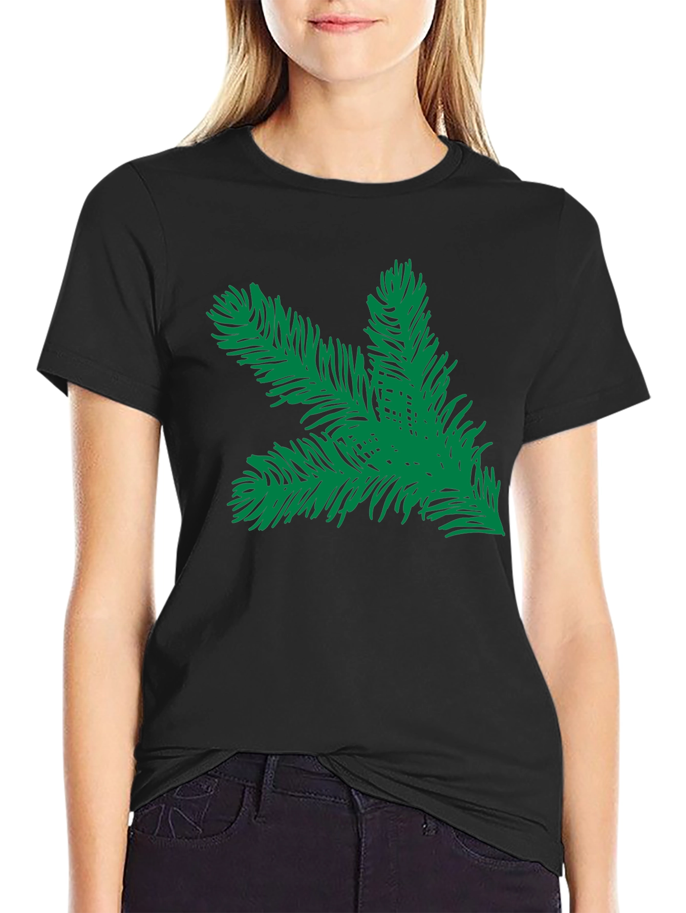 Evergreen Branch Graphic Tee - Black Unisex Shirt