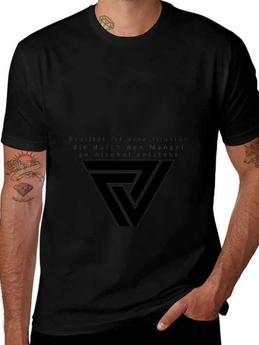 Modern Geometric Triangle Graphic Tee - Black