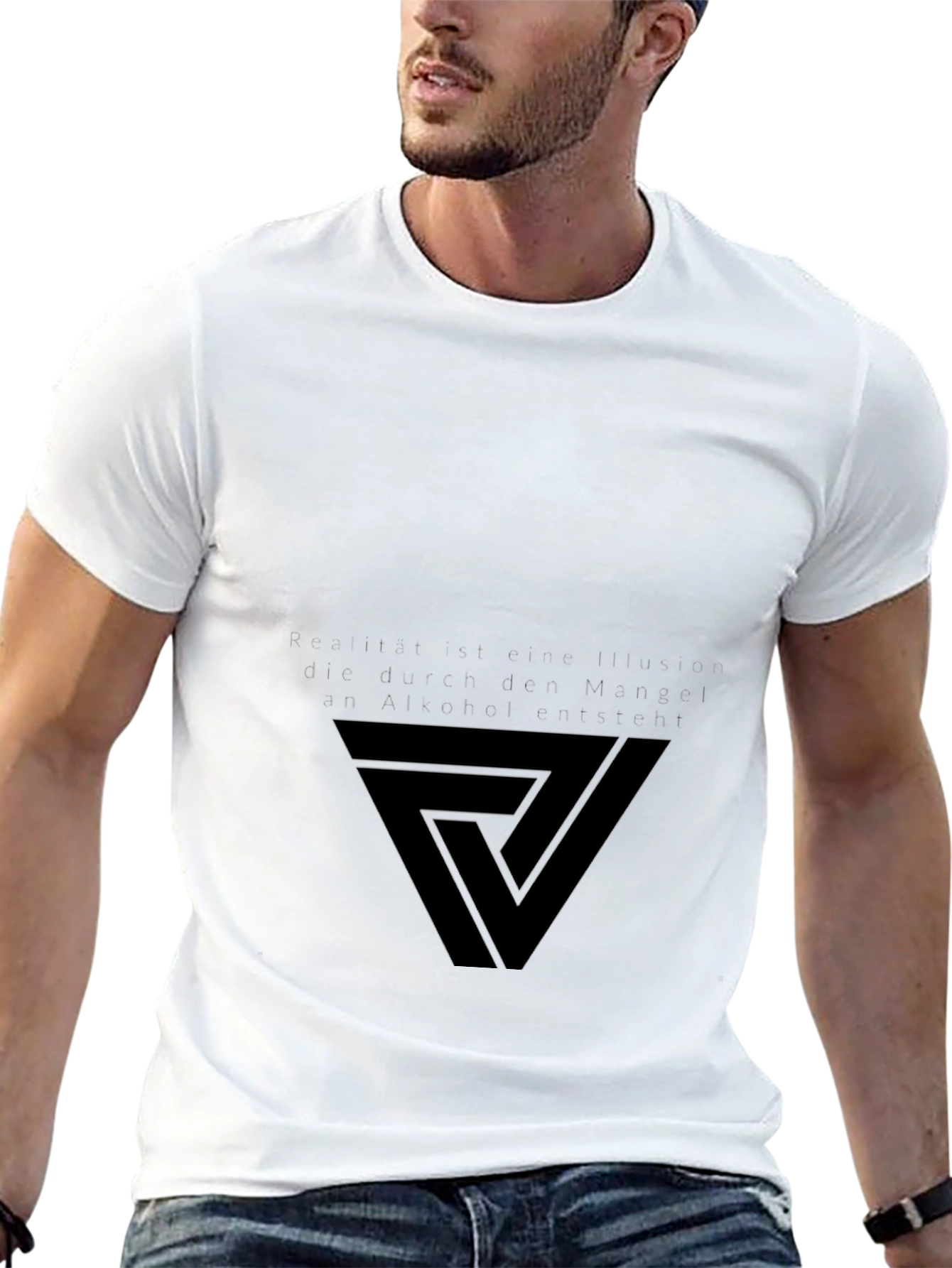 Modern Geometric Triangle Graphic Tee - Black