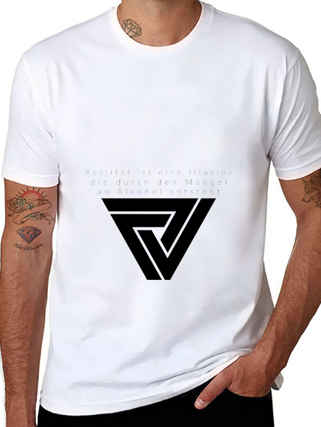 Modern Geometric Triangle Graphic Tee - Black