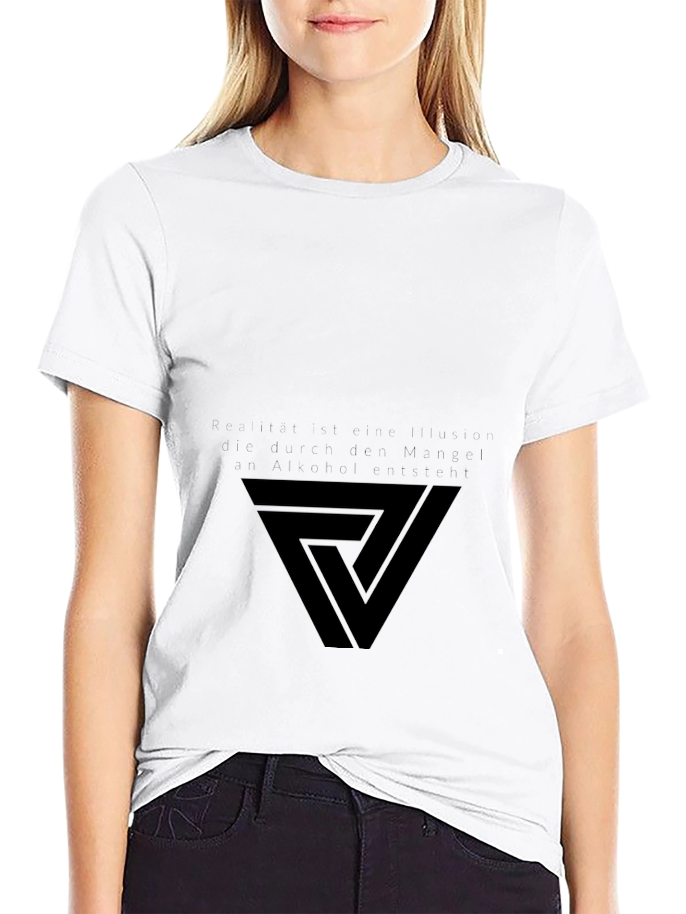 Modern Geometric Triangle Graphic Tee - Black