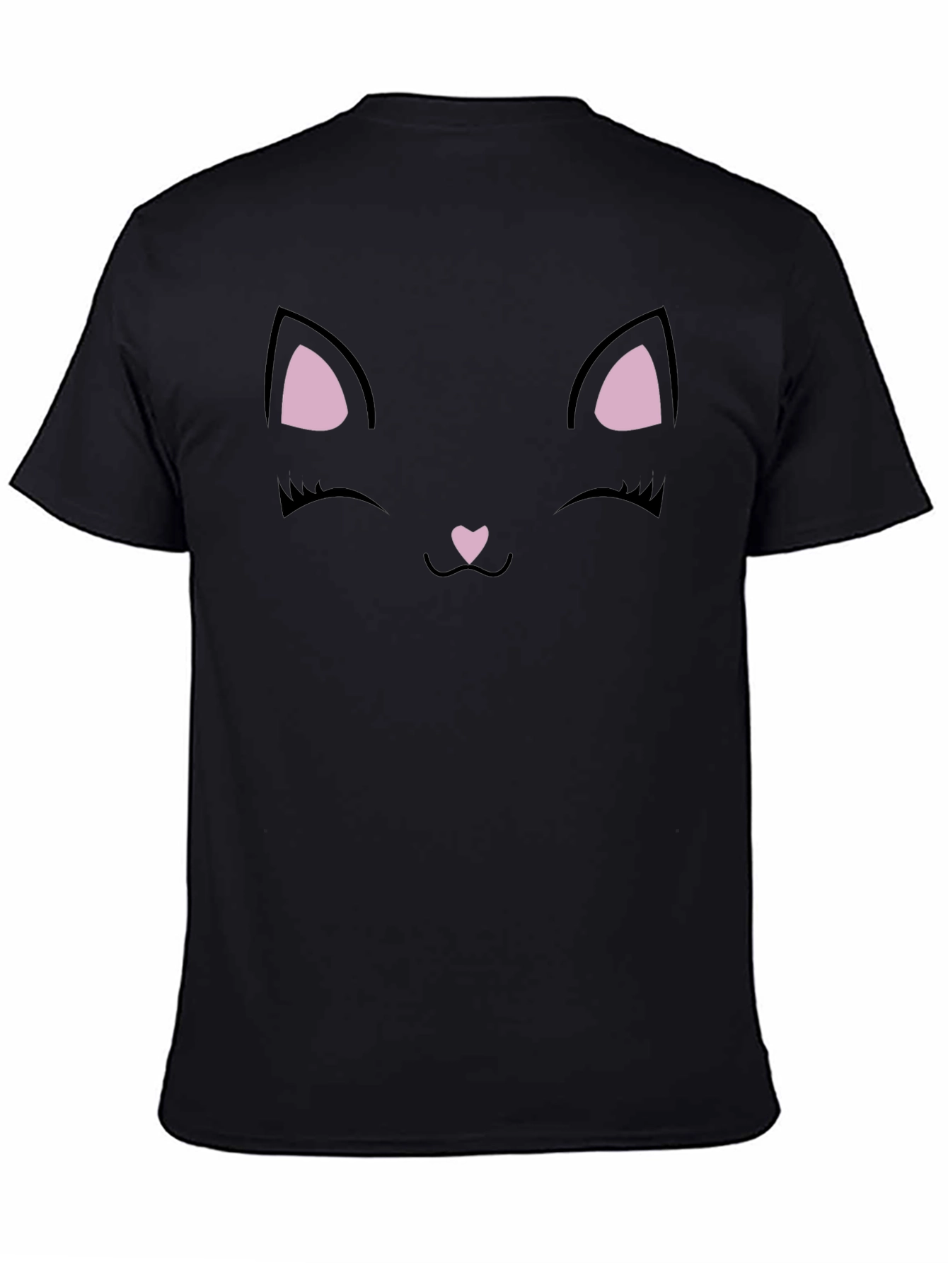 Cute Black Cat Face Graphic T-Shirt
