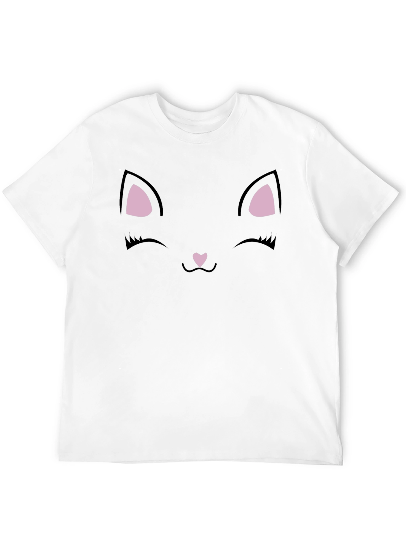 Cute Black Cat Face Graphic T-Shirt
