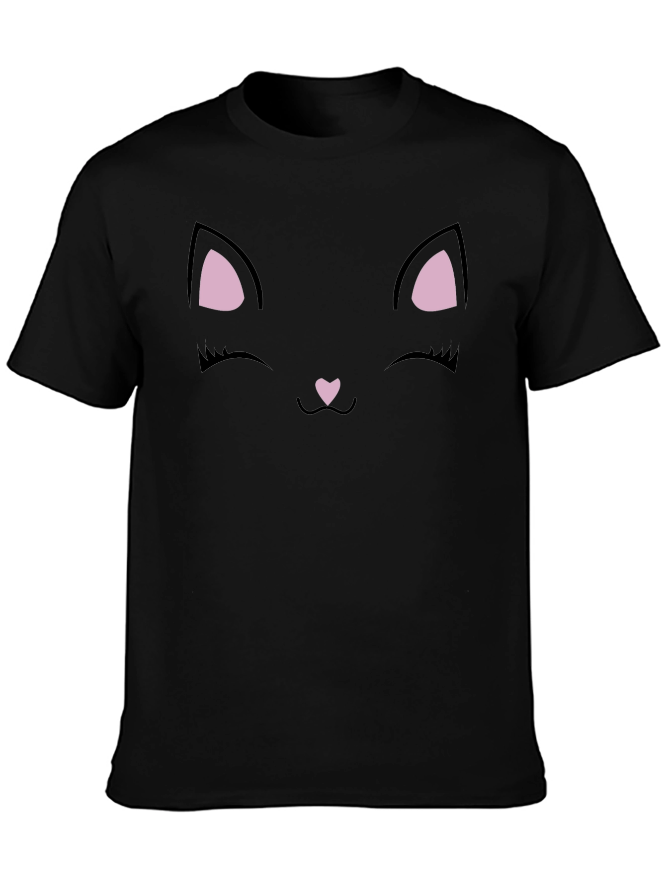 Cute Black Cat Face Graphic T-Shirt