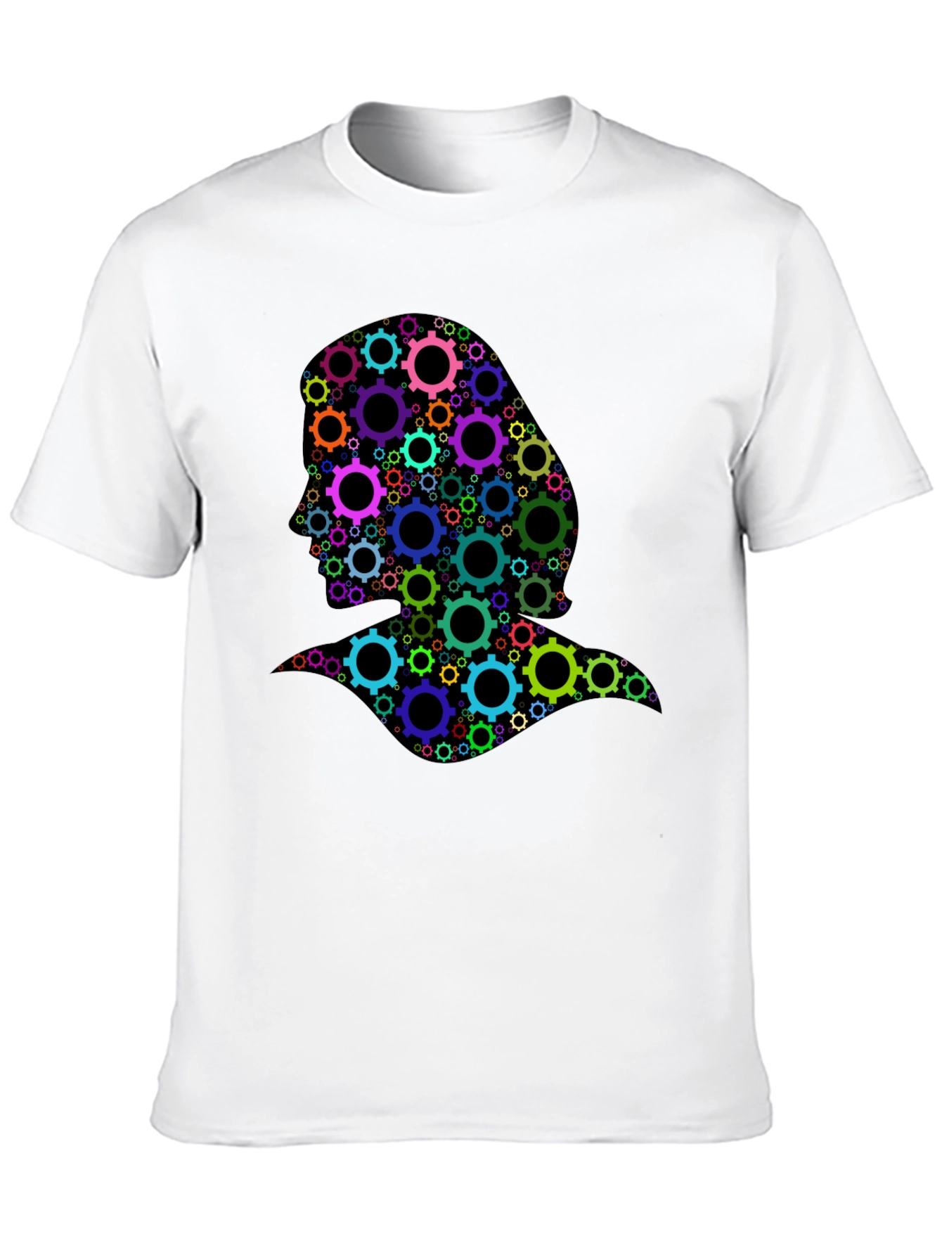 Gear Head Silhouette Graphic Tee - Black Cotton T-Shirt